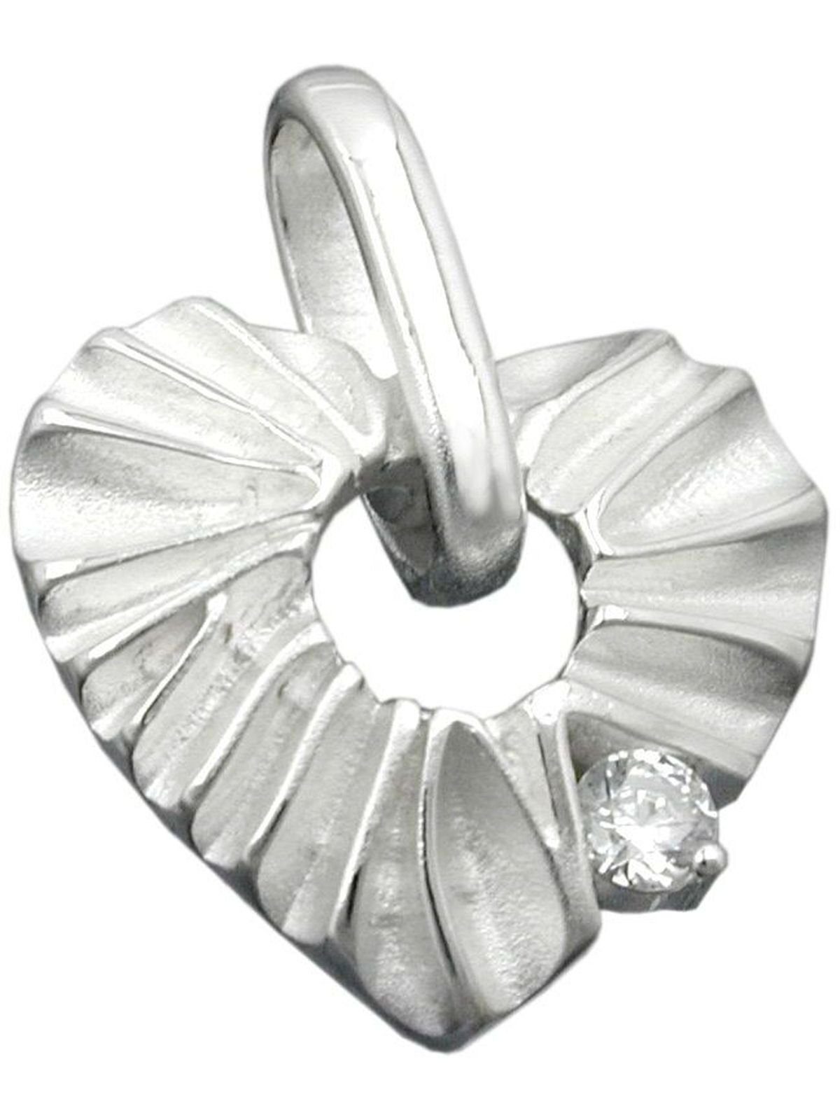 Gallay Herzanhänger 17mm Herz mit Zirkonia matt-glänzend Silber 925 (Anhänger, 1-tlg)