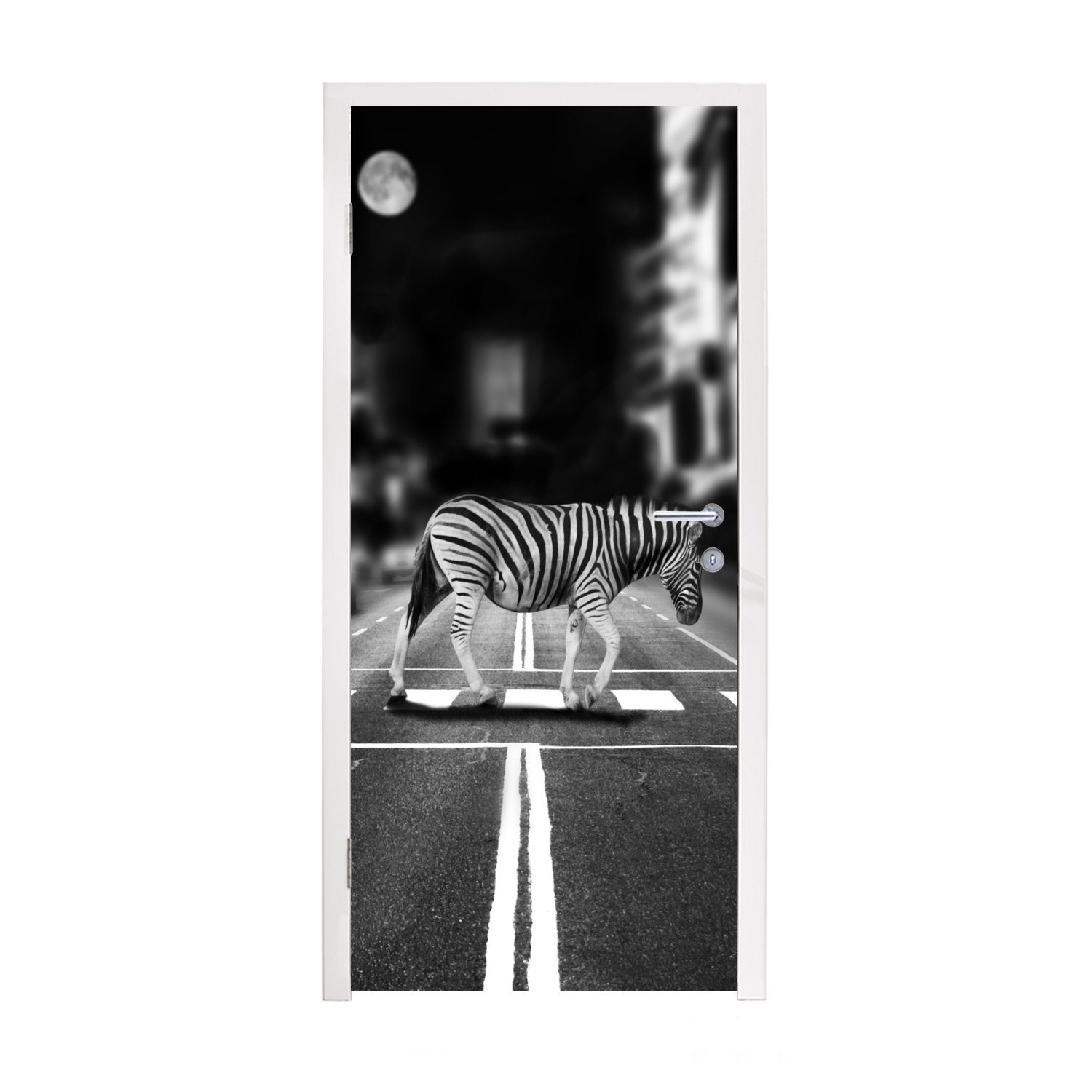 MuchoWow Türtapete Zebrastreifen, Matt, für Tür, Türaufkleber, cm St), bedruckt, (1 75x205 Fototapete