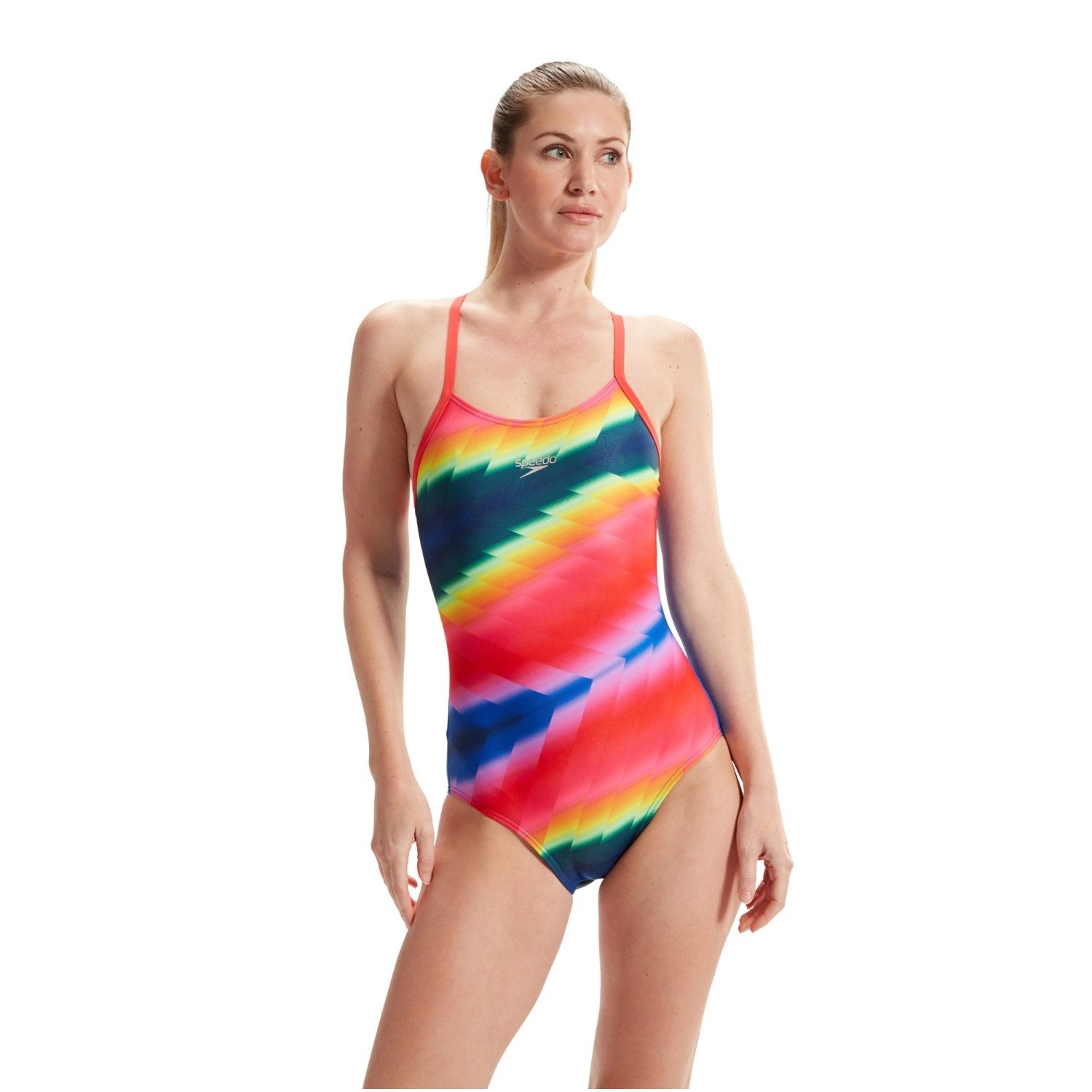 Speedo Badeanzug Badeanzug Alover Digital Print mit Kreuzrückenausschnitt
