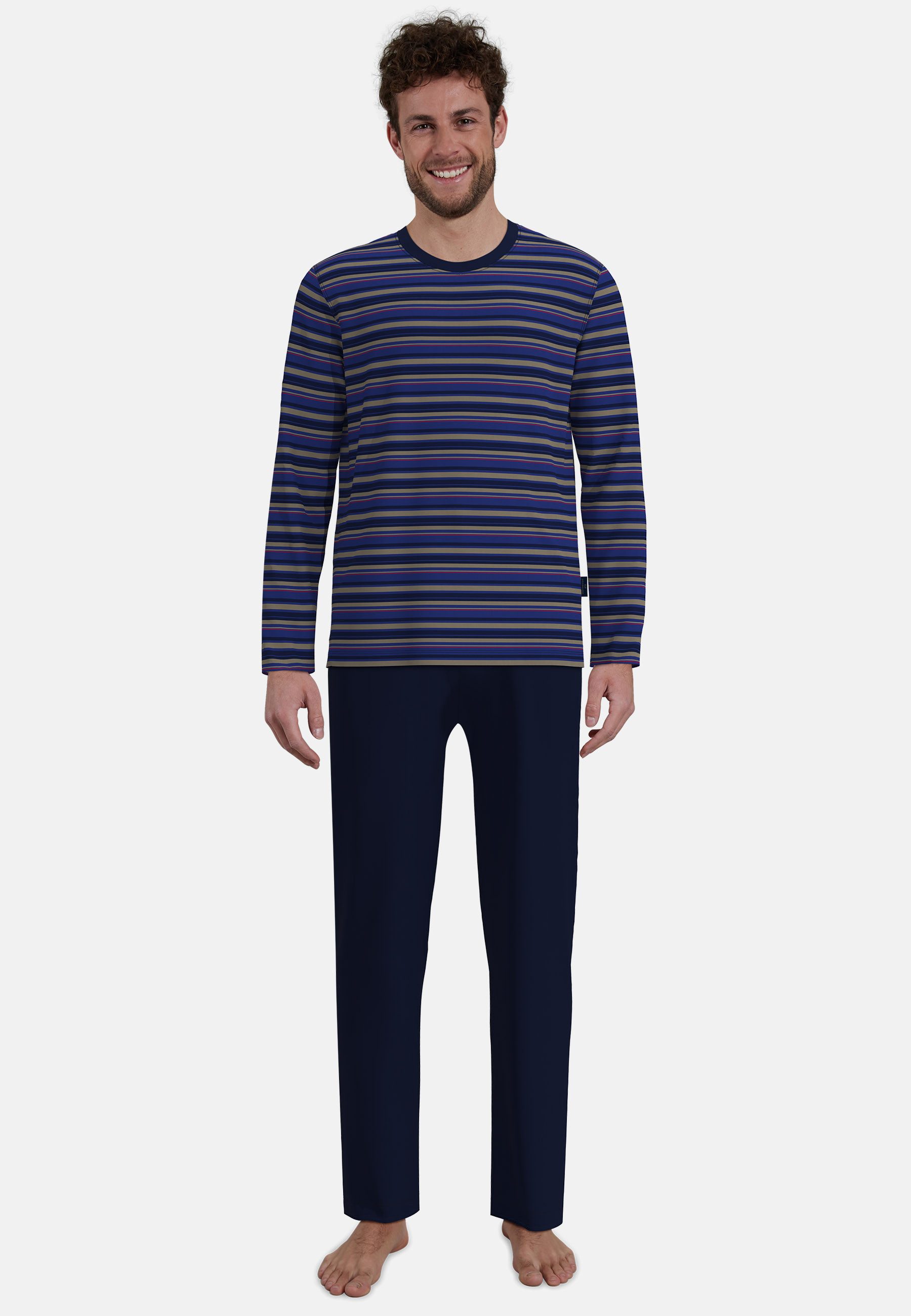 GÖTZBURG Pyjama GÖTZBURG Herren Pyjama blau quergestreift (1 tlg) günstig online kaufen