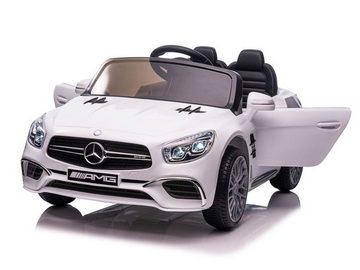 TPFLiving Elektro-Kinderauto Mercedes SL 65 AMG mit Fernbedienung - 2 x 12 Volt - 7Ah-Akku, Belastbarkeit 30 kg, Kinderfahrzeug mit Soft-Start und Bremsautomatik - Farbe: weiß