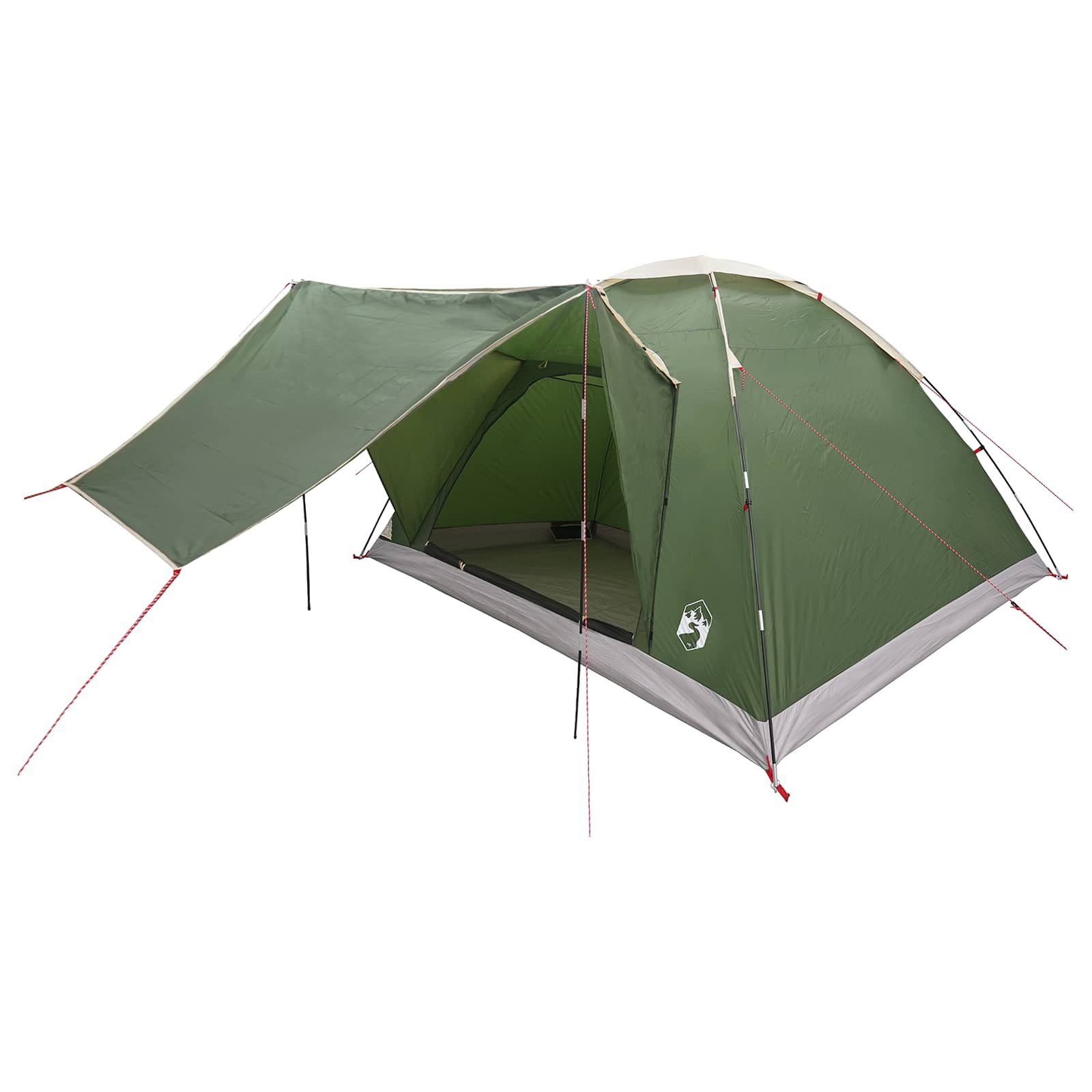 Kuppelzelt Campingzelt mit Dach Grün 6-Personen Polyester und Stahl