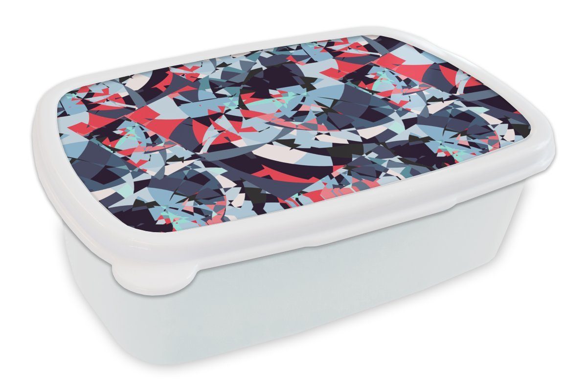 MuchoWow Lunchbox Muster - Abstrakt - Dekoration, Kunststoff, (2-tlg), Brotbox für Kinder und Erwachsene, Brotdose, für Jungs und Mädchen weiß