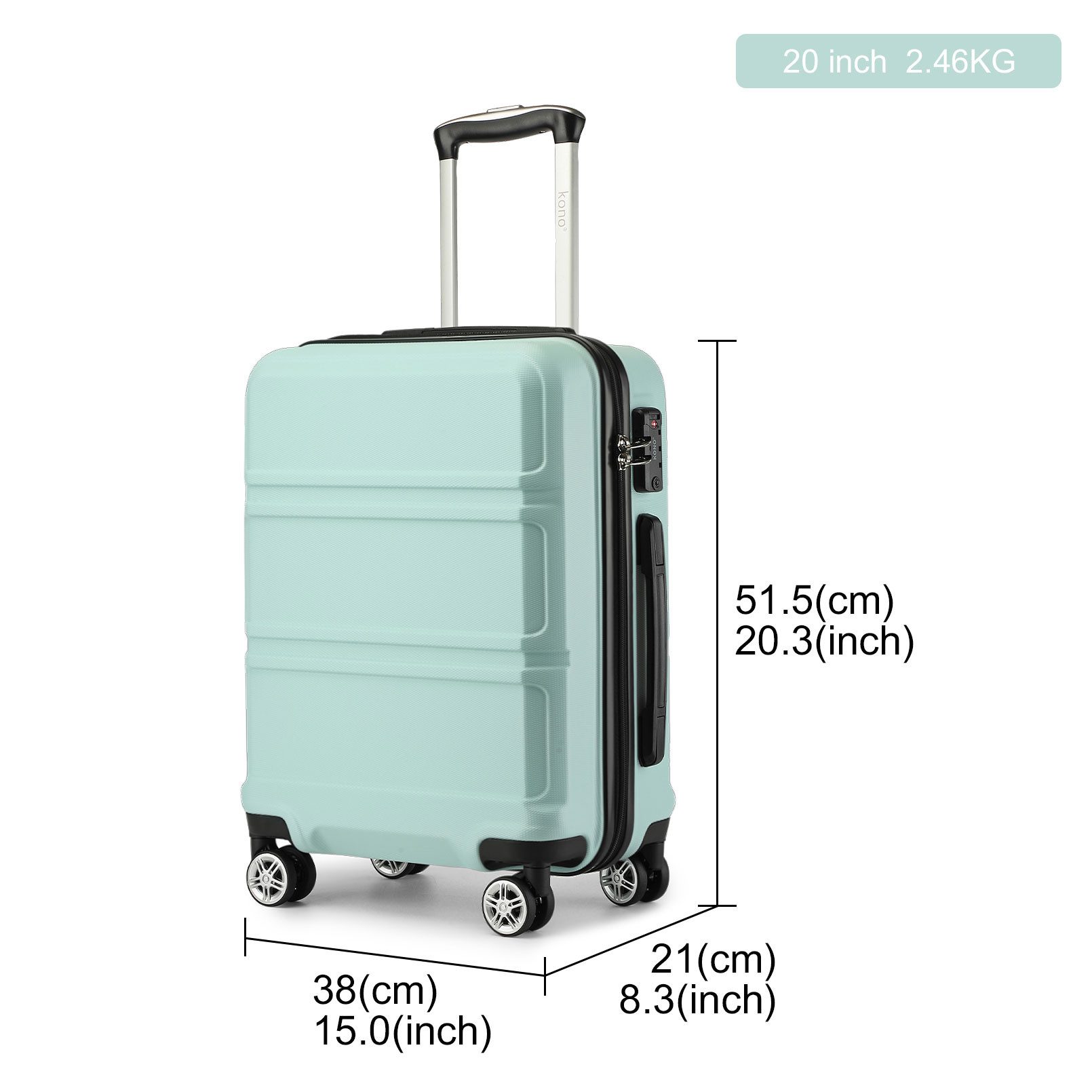 KONO Hartschalen-Trolley mit TSA-Schloss - Reisekoffer günstig online kaufen