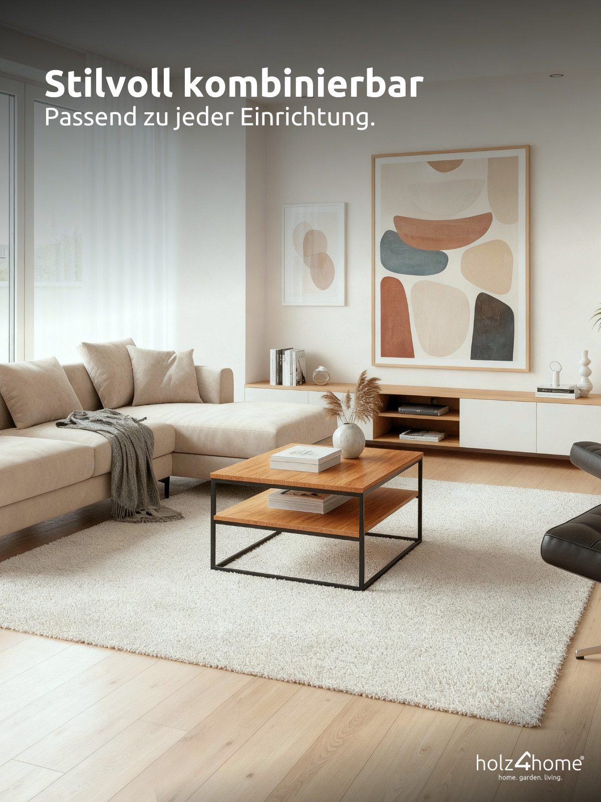 holz4home® Couchtisch Beistelltisch aus Eichenholz mit zwei Ablagen, Massiv günstig online kaufen