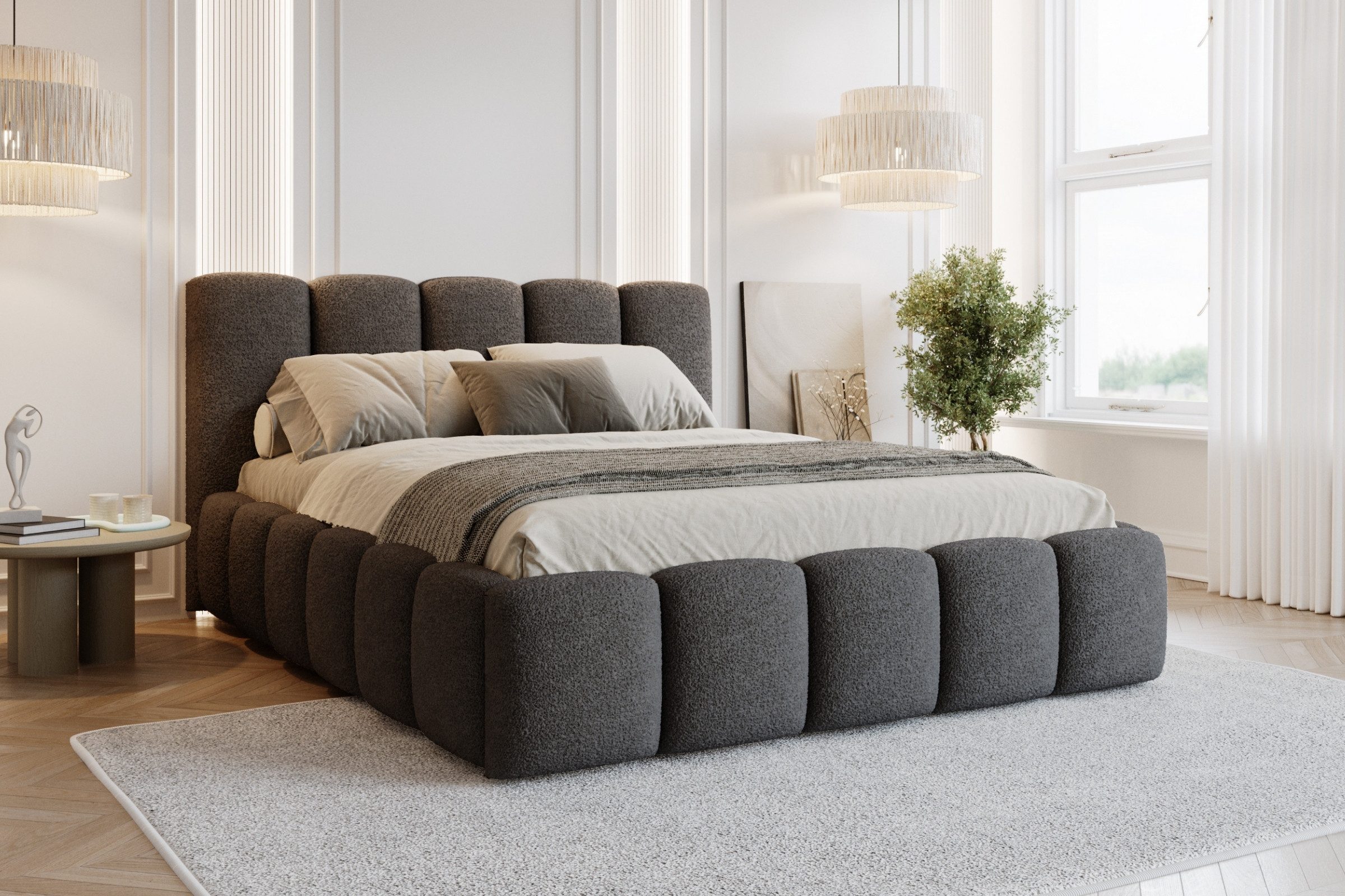 Deine Möbel 24 Polsterbett VIVIAN Bett Komplettbett Bouclé mit Bettkasten u günstig online kaufen