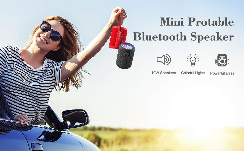 Bluetooth (Bluetooth, Stereo 10 Boxen Ortizan - Enormer LED Bass) mit Lautsprecher Lautsprecher W, Tragbarer Licht