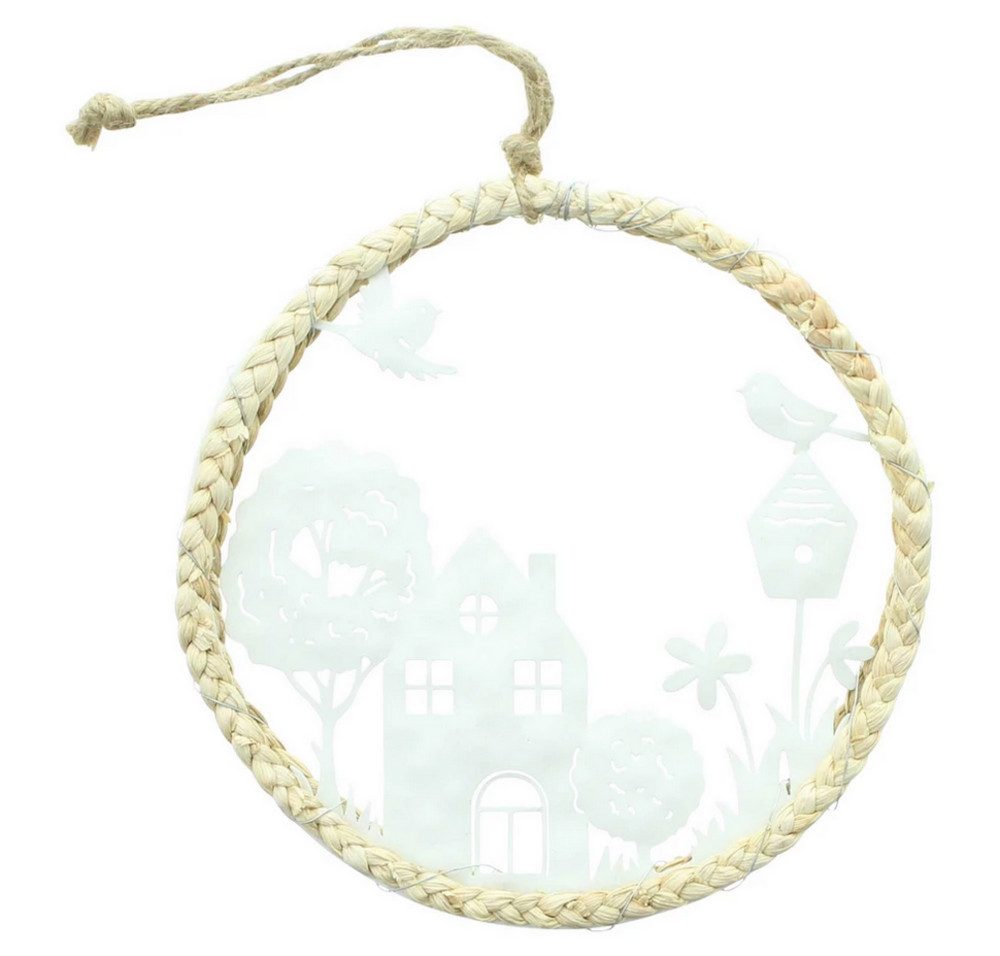 Home-trends24.de Dekohänger Deko Hänger Haus Garten Vögel Fenster Deko Wanddeko Seegras Figur