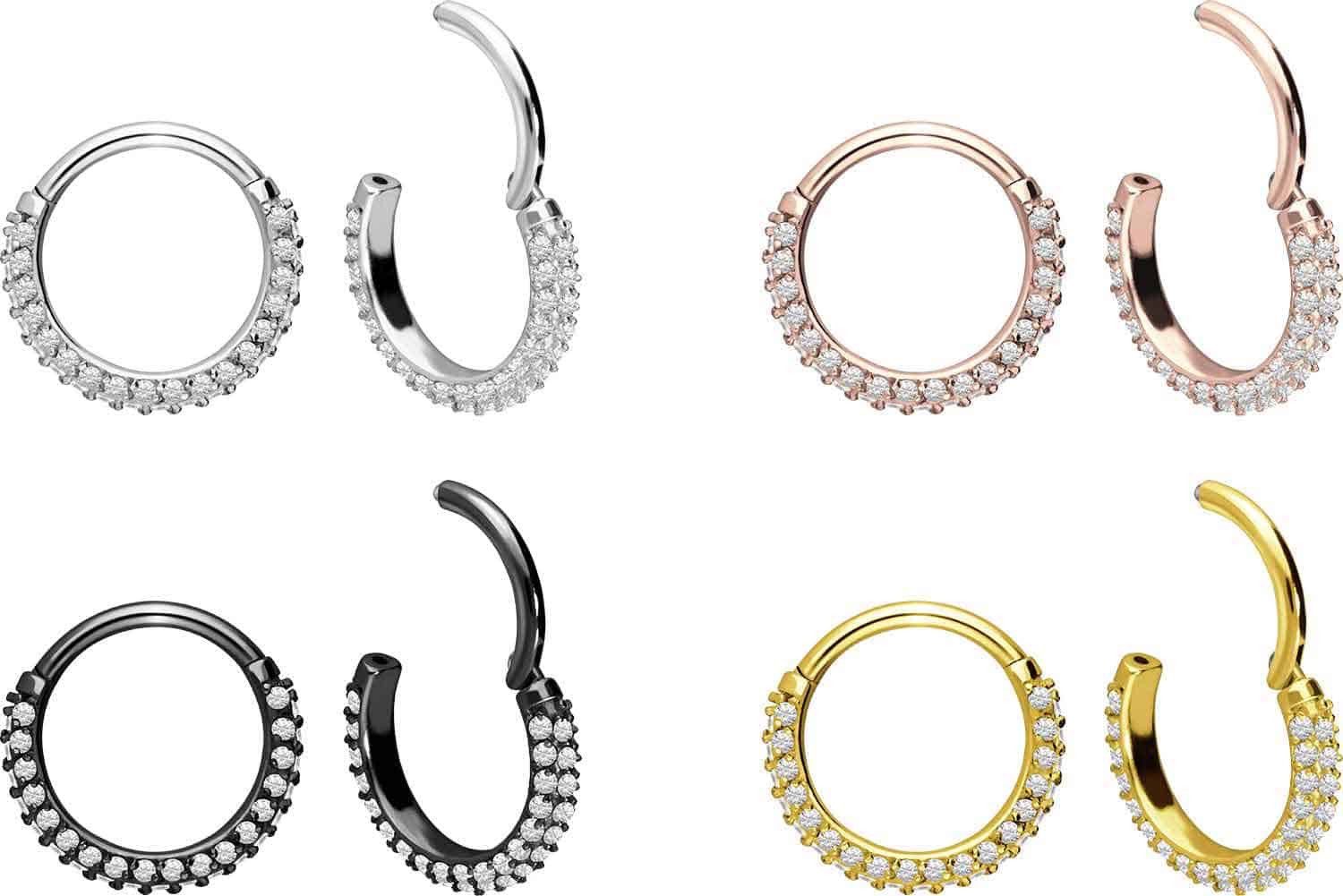 PIERCINGLINE Nasenpiercing Chirurgenstahl Segmentring Clicker KRISTALLRAND günstig online kaufen