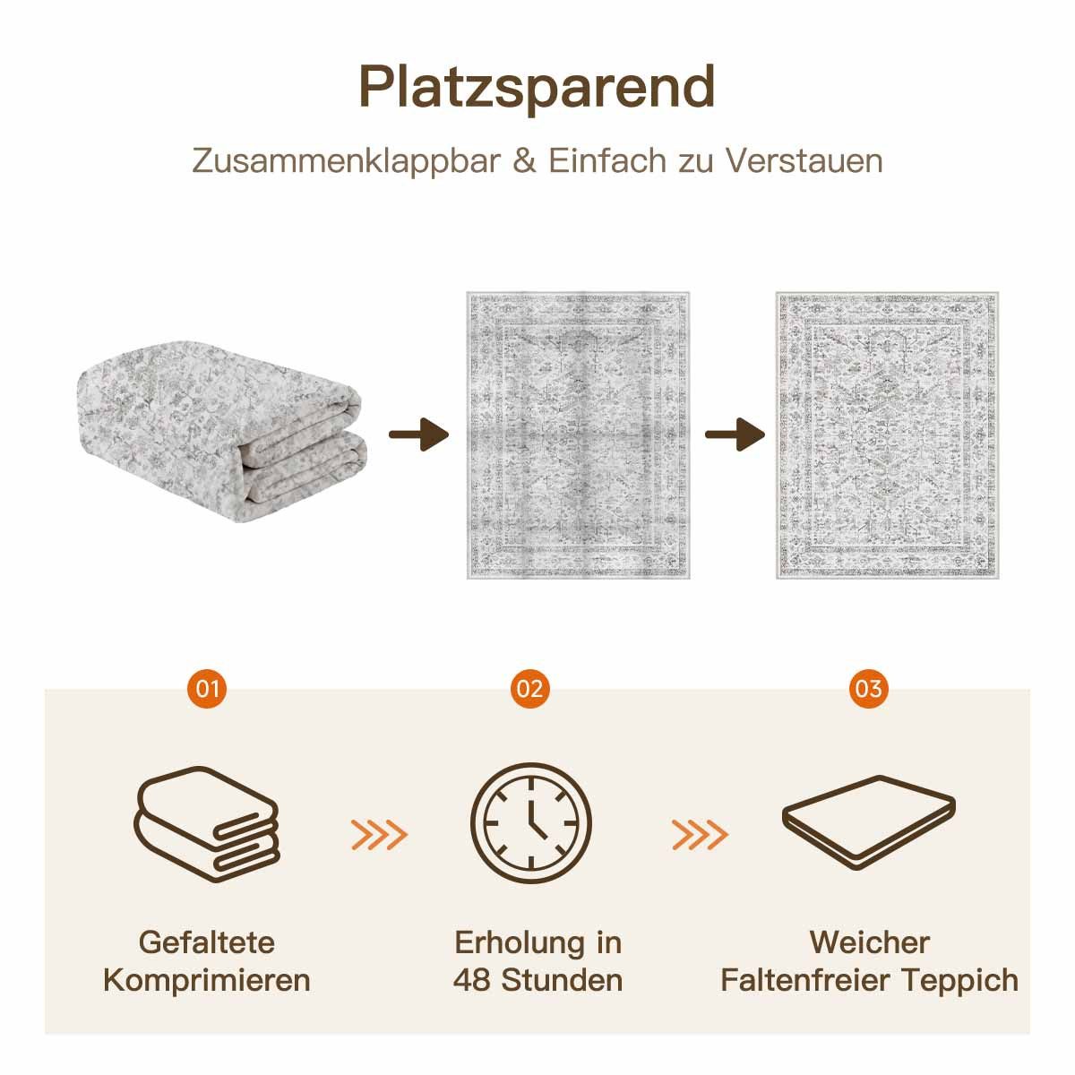 PURECOZY Teppich Kurzflor im Persien-Stil, rutschfest und pflegeleicht, rechteckig, Höhe: 6.1 mm, geeignet für verschiedene Innenräume – Bild 3 von 5