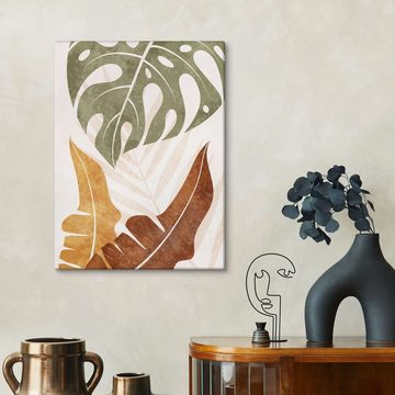 Posterlounge Leinwandbild TAlex, Tropische Pflanzenblätter I, Wohnzimmer Boho Illustration