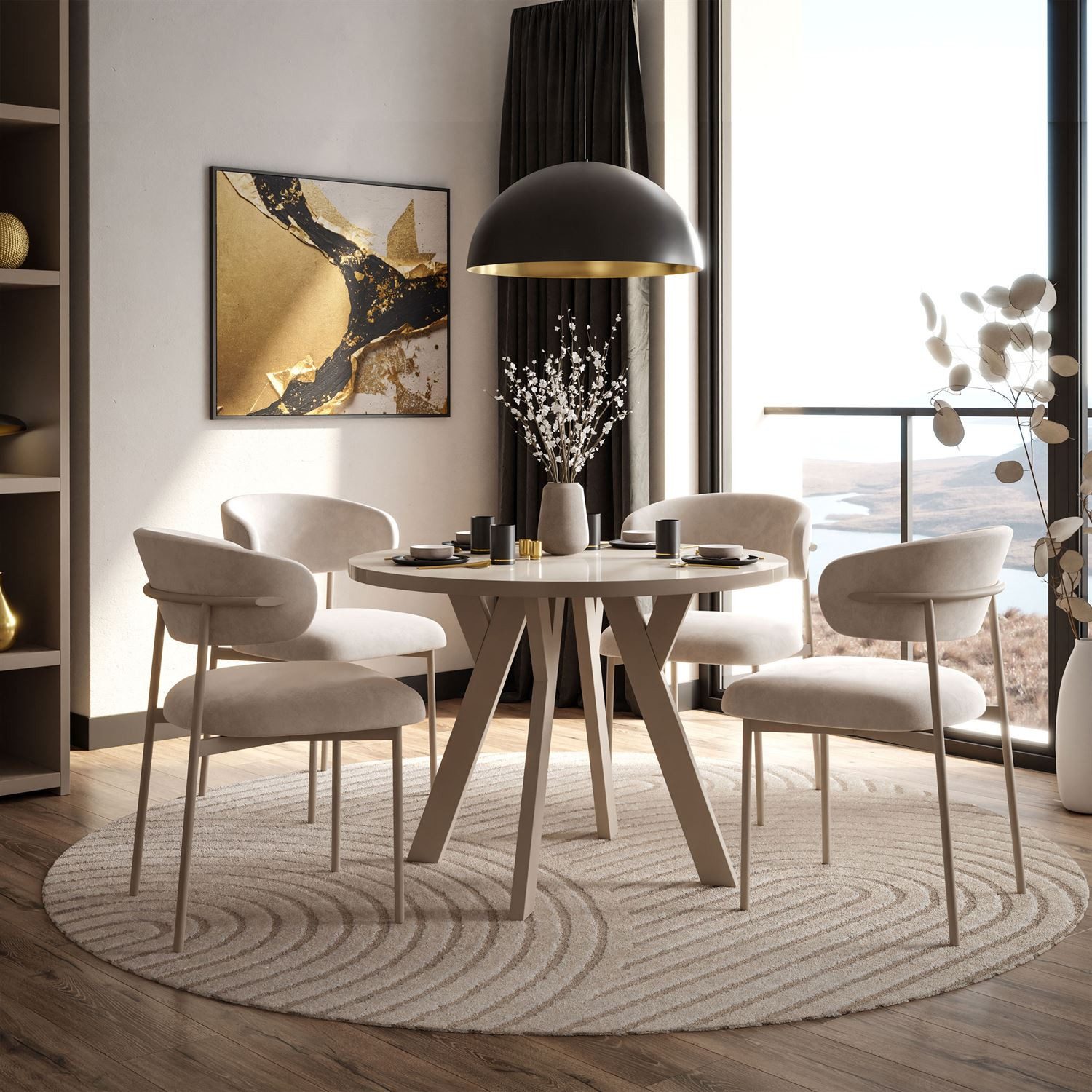 Lookway Esstisch VOLTA GLOSS Runder ausziehbarer Tisch mit Hochglanz Tischplatte (1 Tisch), Durchmesser: Ø 100 cm