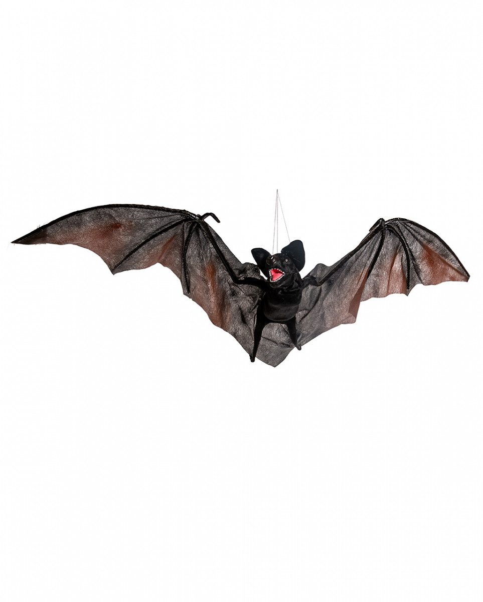 Dekoobjekt Schwarze Fledermaus mit Flügelschlag, Leuchtaugen