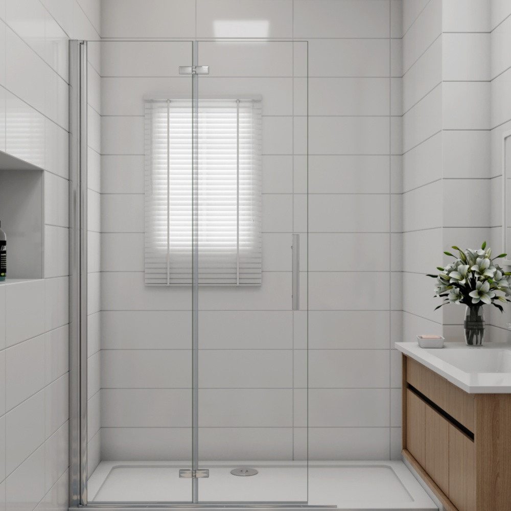 Duschparadies Dusch-Falttür 195cm Walkin Scharniertür Falttür Duschabtrennung Duschtür, 110x195 cm, Easyclean Sicherheitsglas, beidseitig montierbar