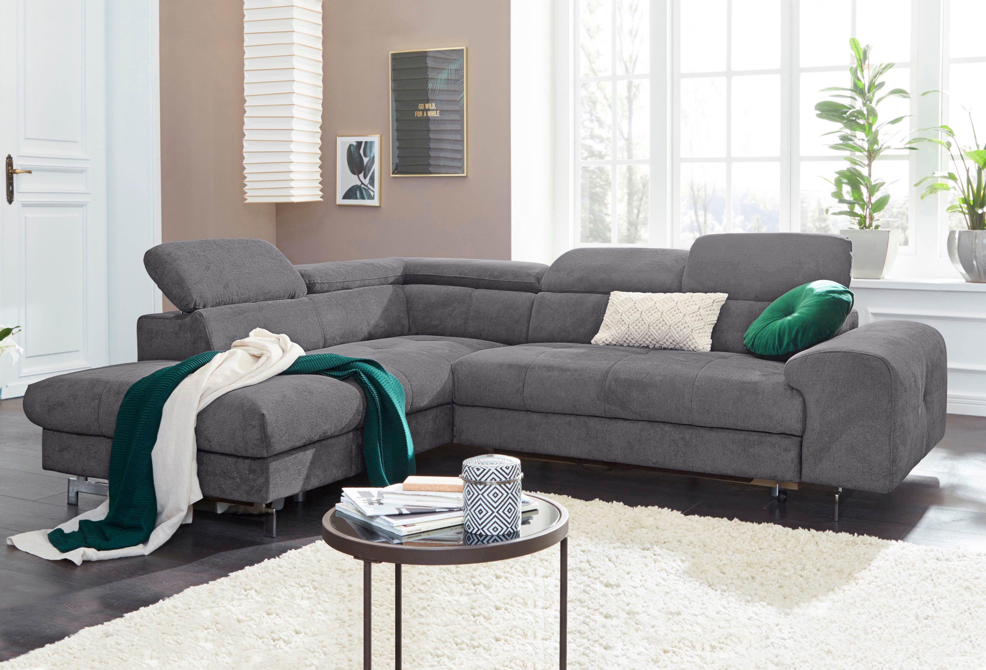 COTTA Ecksofa Chef L-Form, mit Kopfteilverstellung, wahlweise mit Bettfunktion & Bettkasten