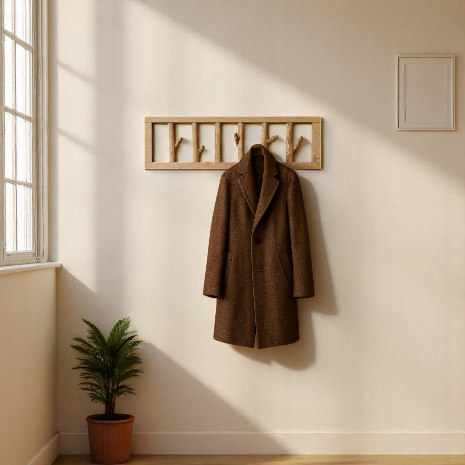 Kinaree Wandgarderobe Holzstamm Wand Garderobe, Handgefertigt, Unikate, Naturprodukt