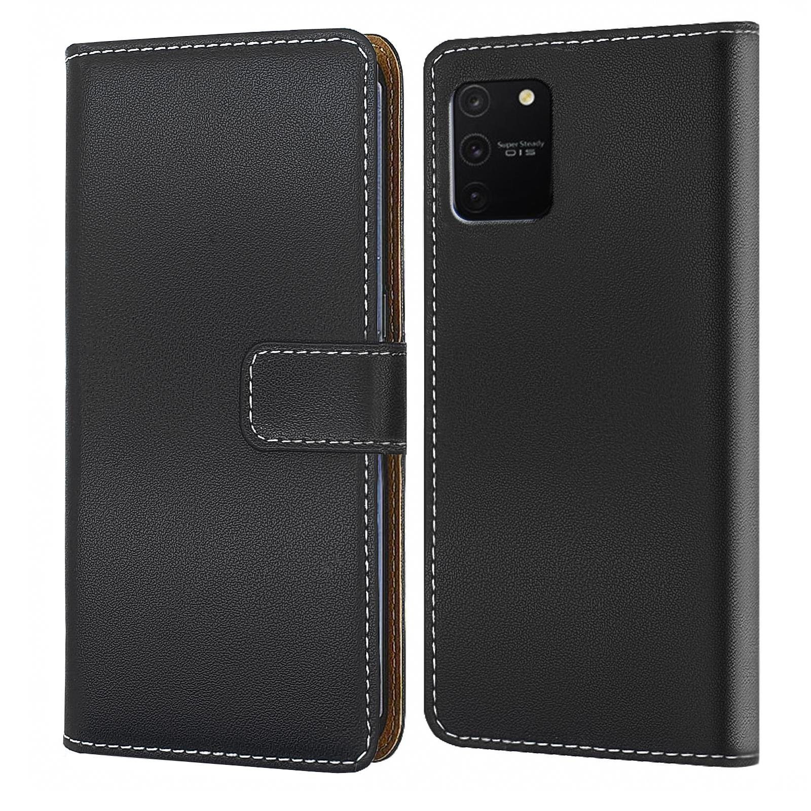 Numerva Handyhülle Bookstyle Etui Handytasche für Samsung Galaxy S10 / e / Plus / Lite, Klapphülle Flip Cover Schwarz