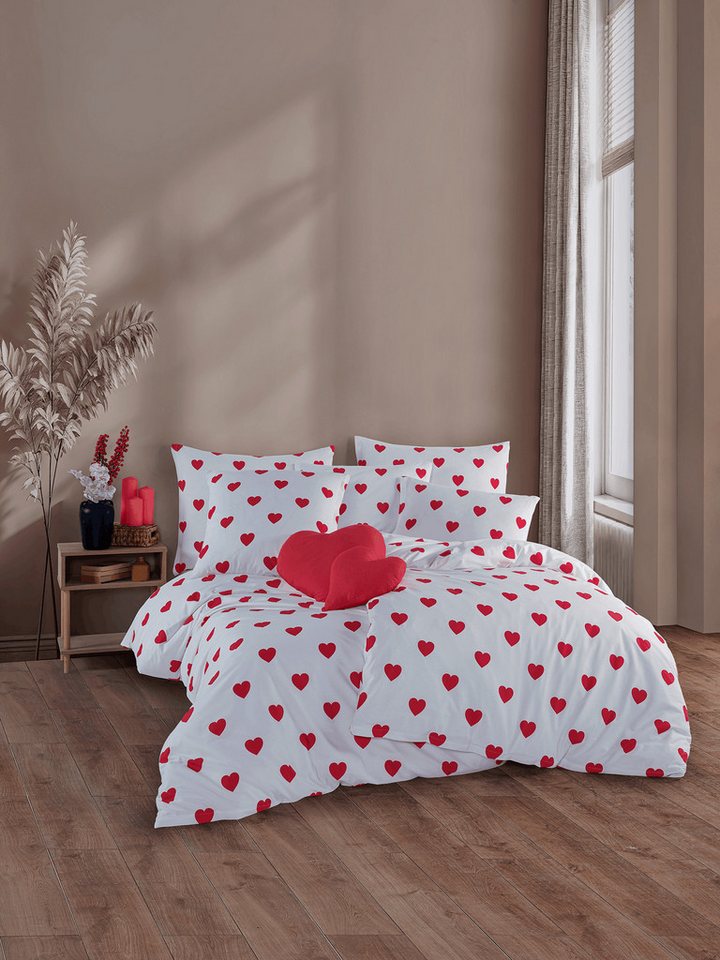KK Shopping Kinderbettwäsche Bettwäsche Set Herz 100% Baumwolle, 135 x 200 / 80 x 80 cm, 2-teilig, 2 teilig, Langlebig