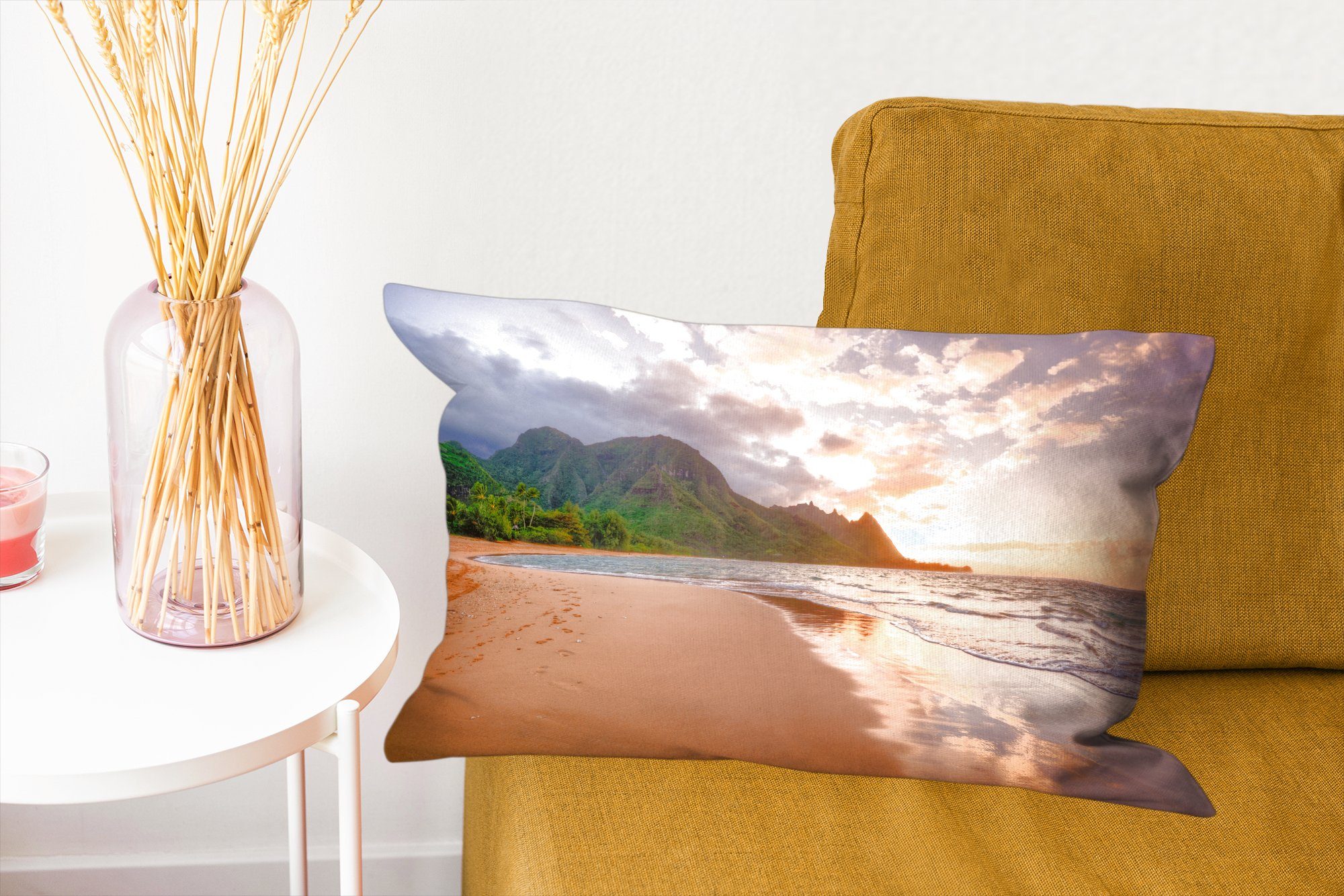MuchoWow Dekokissen Strand - Hawaii mit Dekoration, Füllung, Wohzimmer Himmel, Zierkissen, Dekokissen - Schlafzimmer