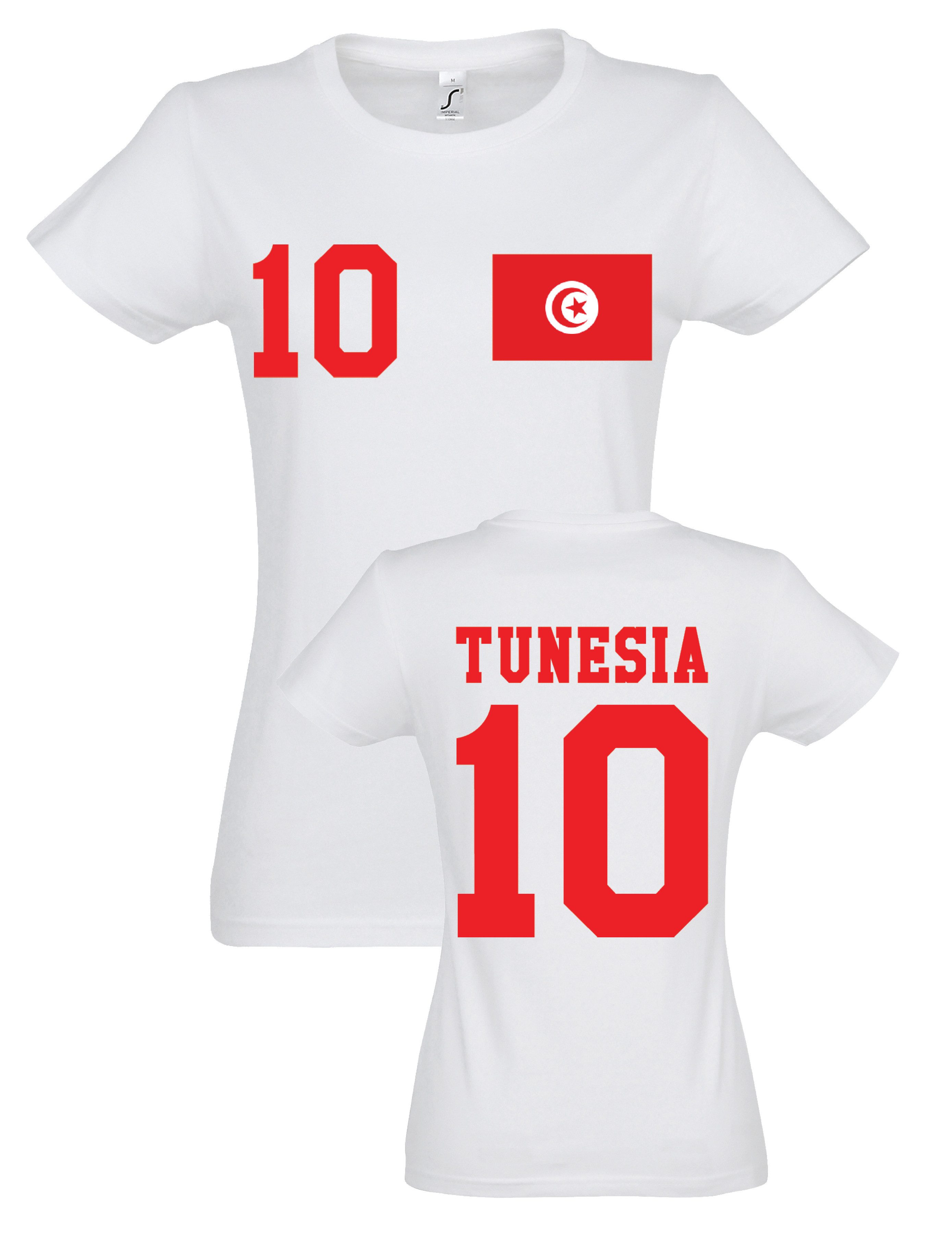 T-Shirt Tunesien Damen T-Shirt im Fußball Trikot Look