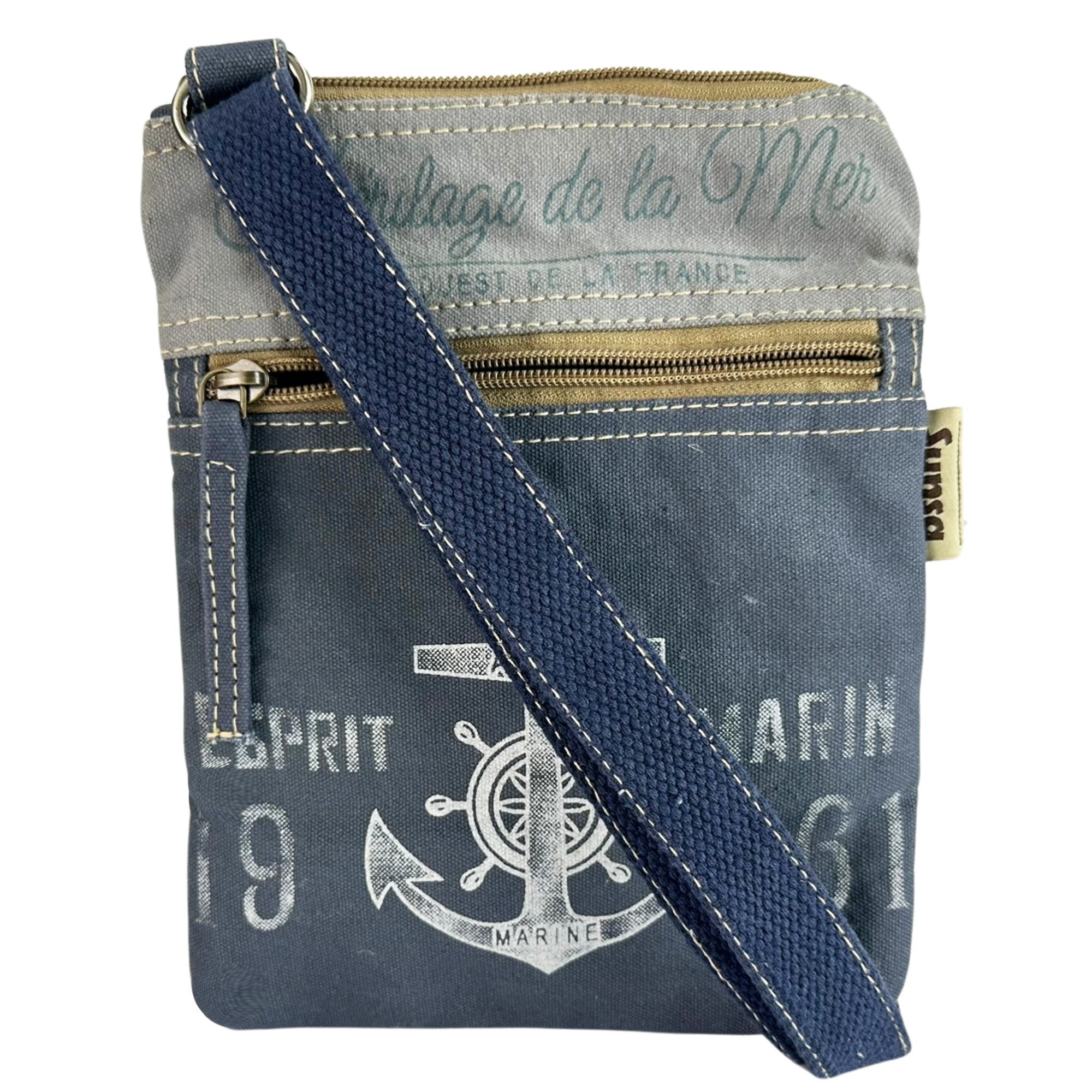 Sunsa Umhängetasche Sunsa Maritim Umhängetasche. Kleine Crossover Tasche. Schultertasche, Fronttasche mit Reißverschluss