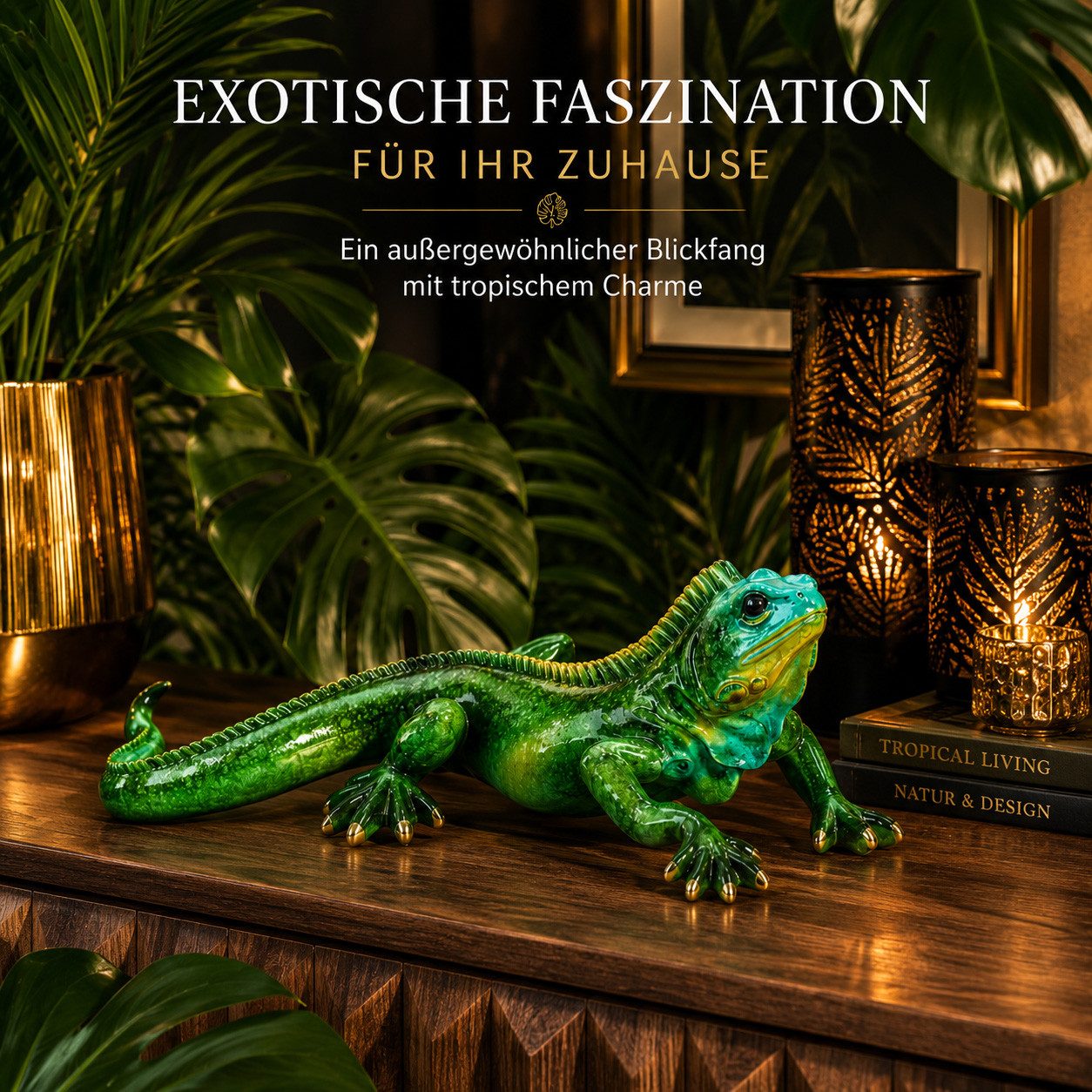 formano Sammelfigur Leguan Dekofigur Echse Figur 32 cm Kunststein Skulptur gläzend