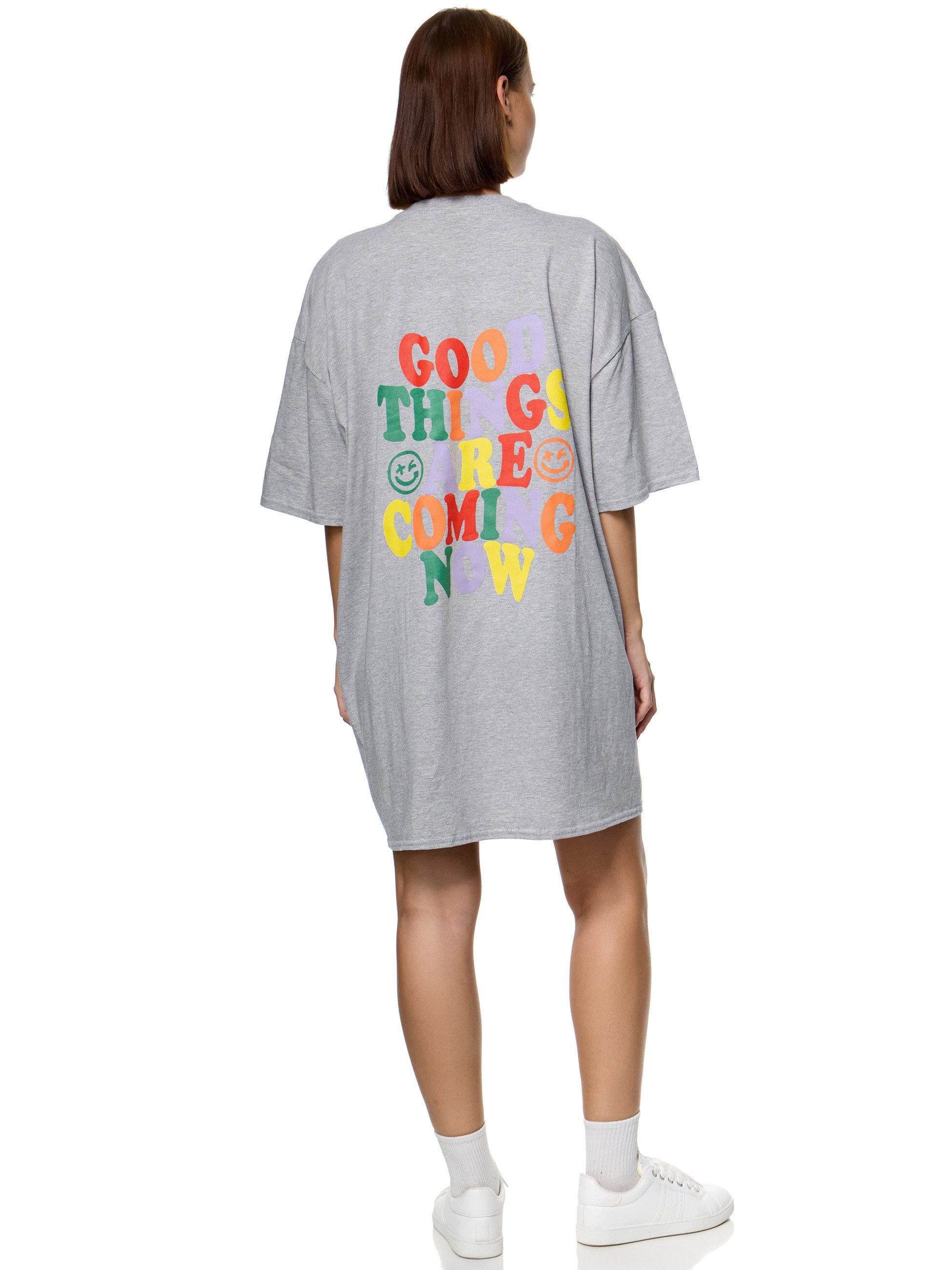Worldclassca T-Shirt Worldclassca Oversized Print T-Shirt lang Tee Sommer Oberteil Good Things Are Coming Now
