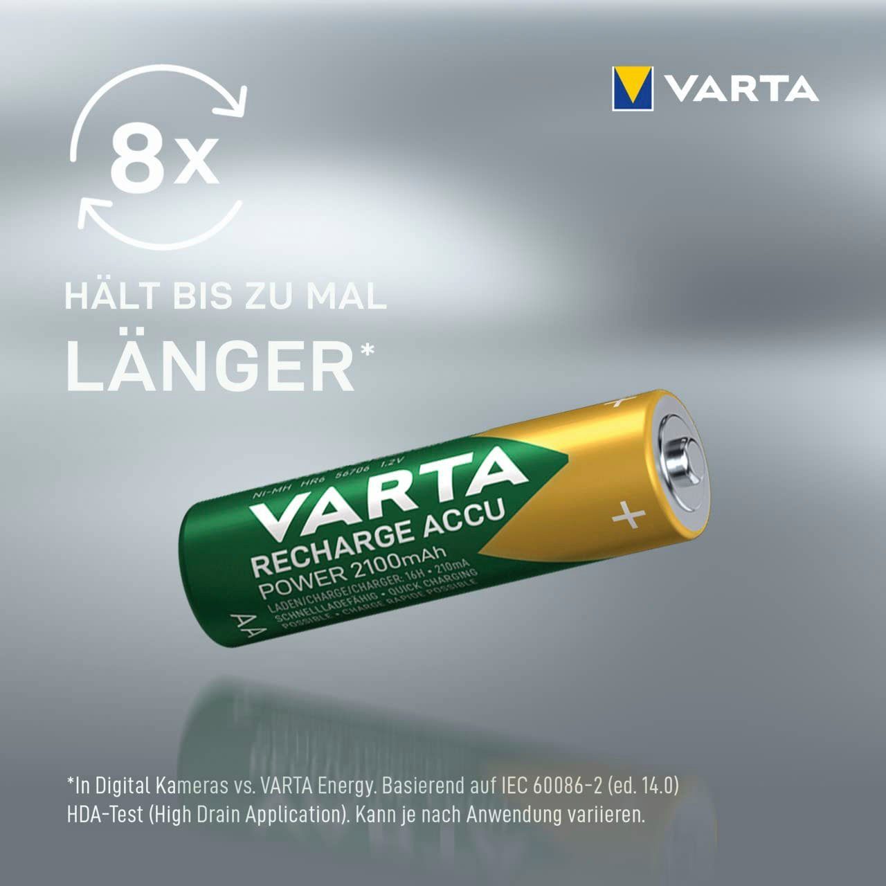 VARTA Recharge Accu Recycled 2100 AA (6 Akkupacks Mignon 2100 mAh mAh St) AA