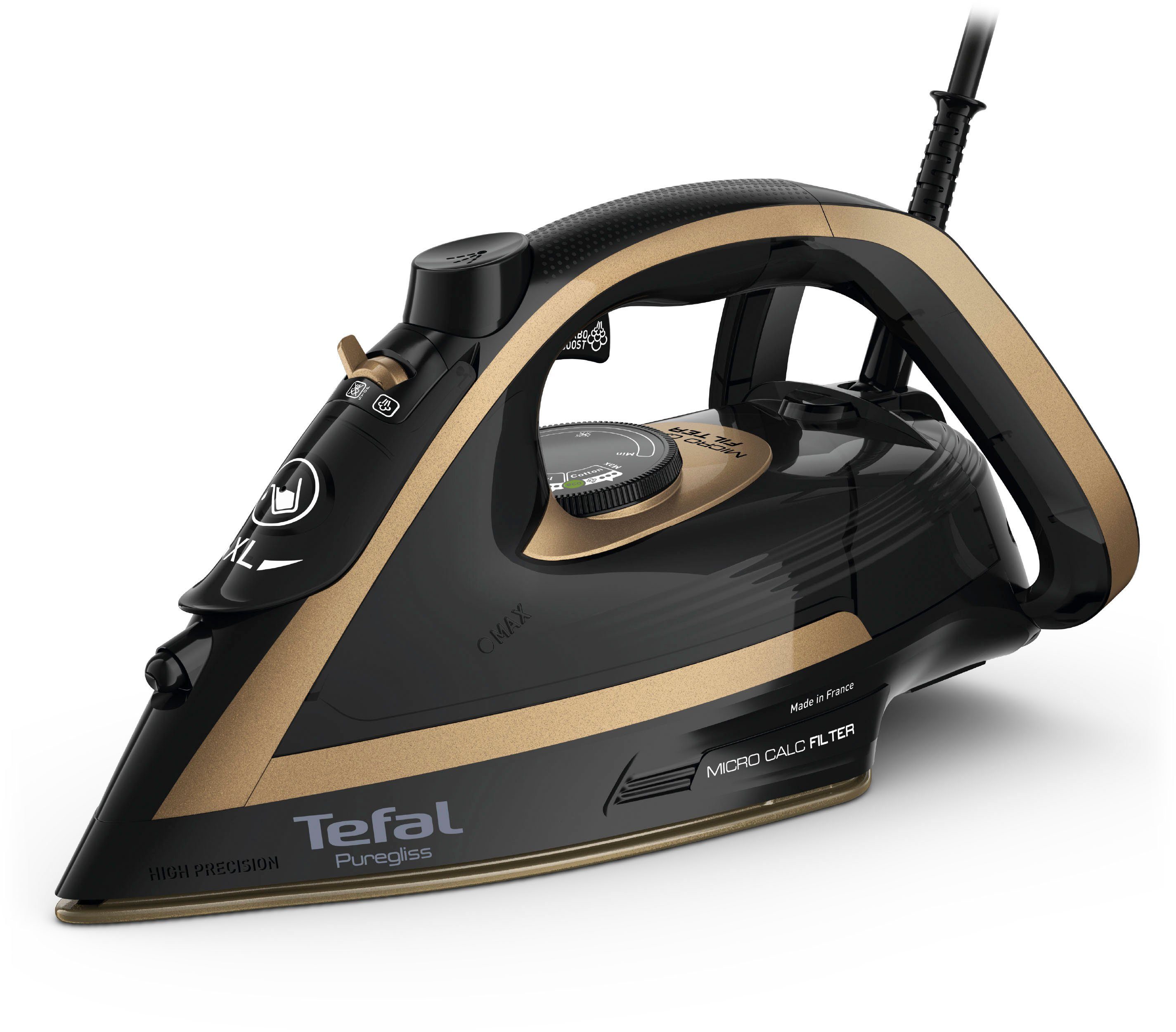 Tefal Dampfbügeleisen Puregliss FV8064, 3000 Watt,Durilium AirGlide Autoclean Bügelsohle, 3000 W, Micro-Calc-Filter, 280 g/Min. Dampfstoß, 0-50 g/Min. variabler Dampf