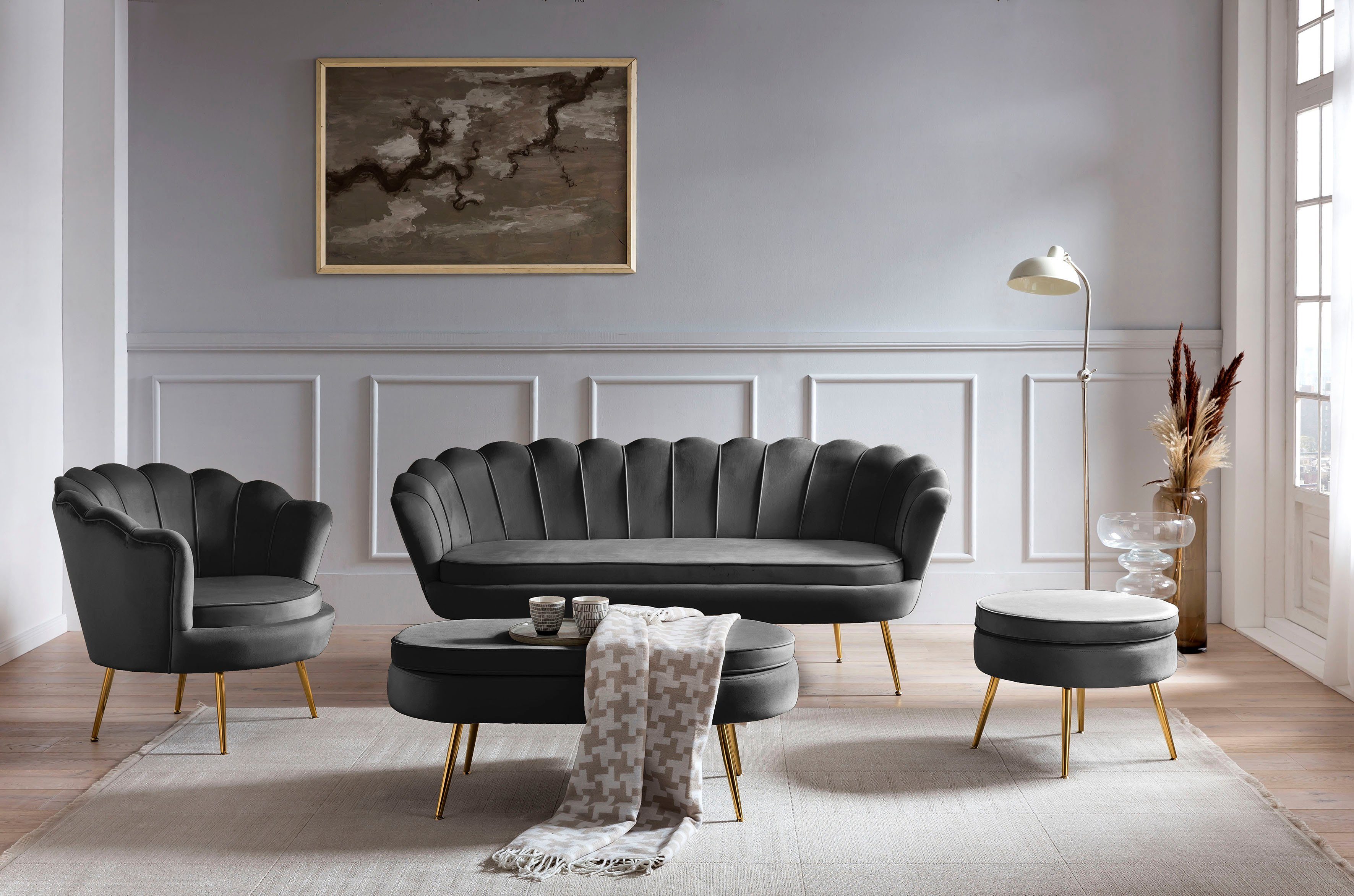 Clam, extravagantes Loungesessel Schwarz SalesFever Muscheldesign