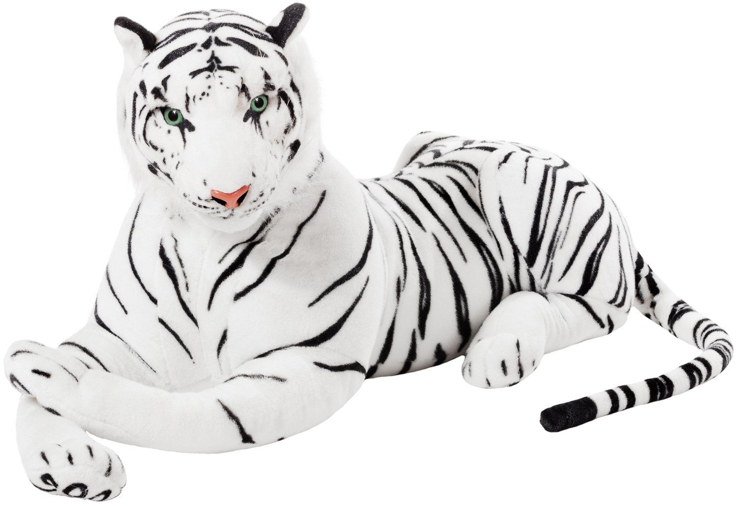 BRUBAKER Kuscheltier XXL Tiger 110 cm liegend (1-St., König des Dschungels), Stofftier Plüschtier