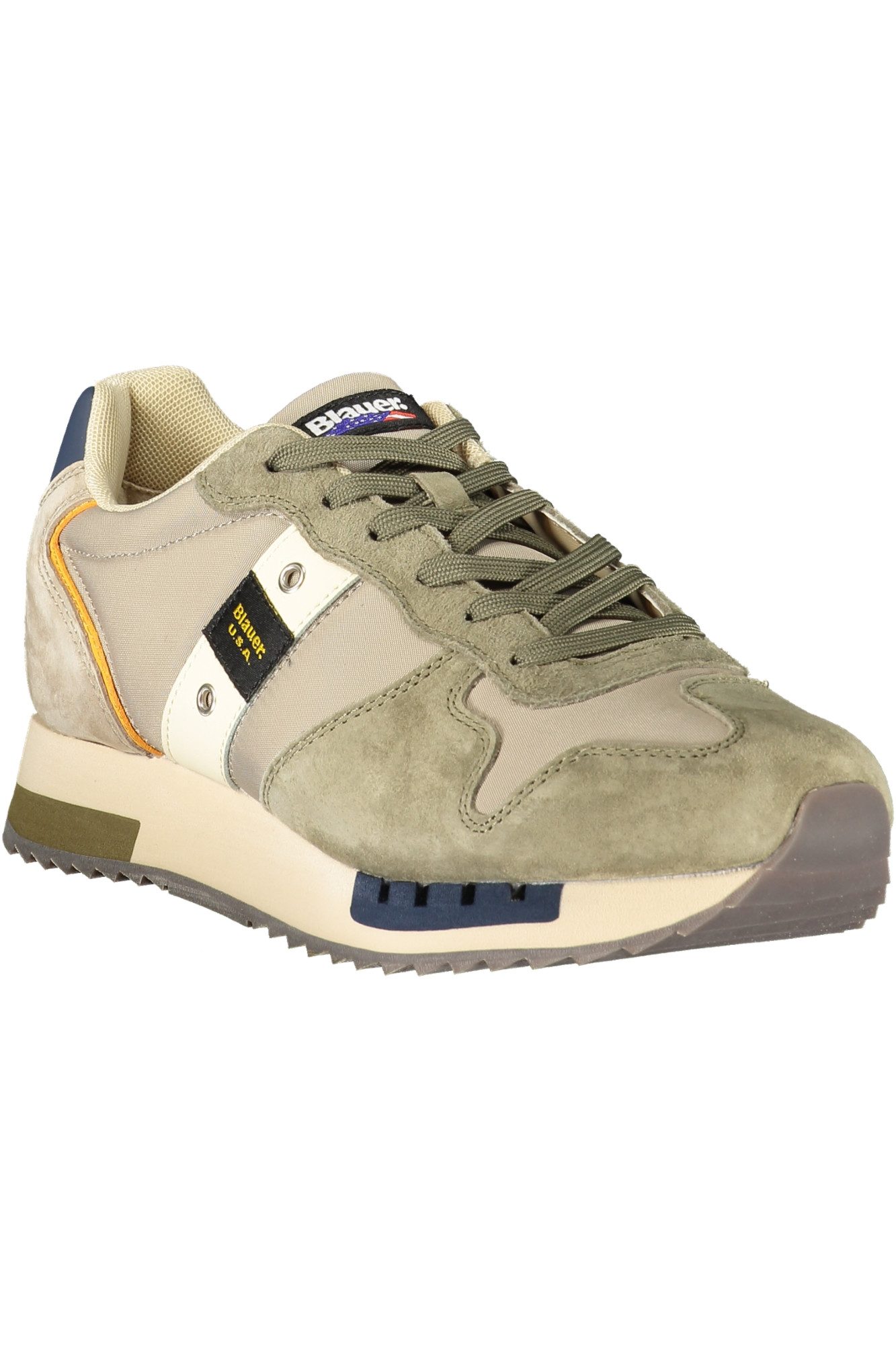Blauer Sneaker Trendy Herrensportschuh in Grün mit Kontrasten und