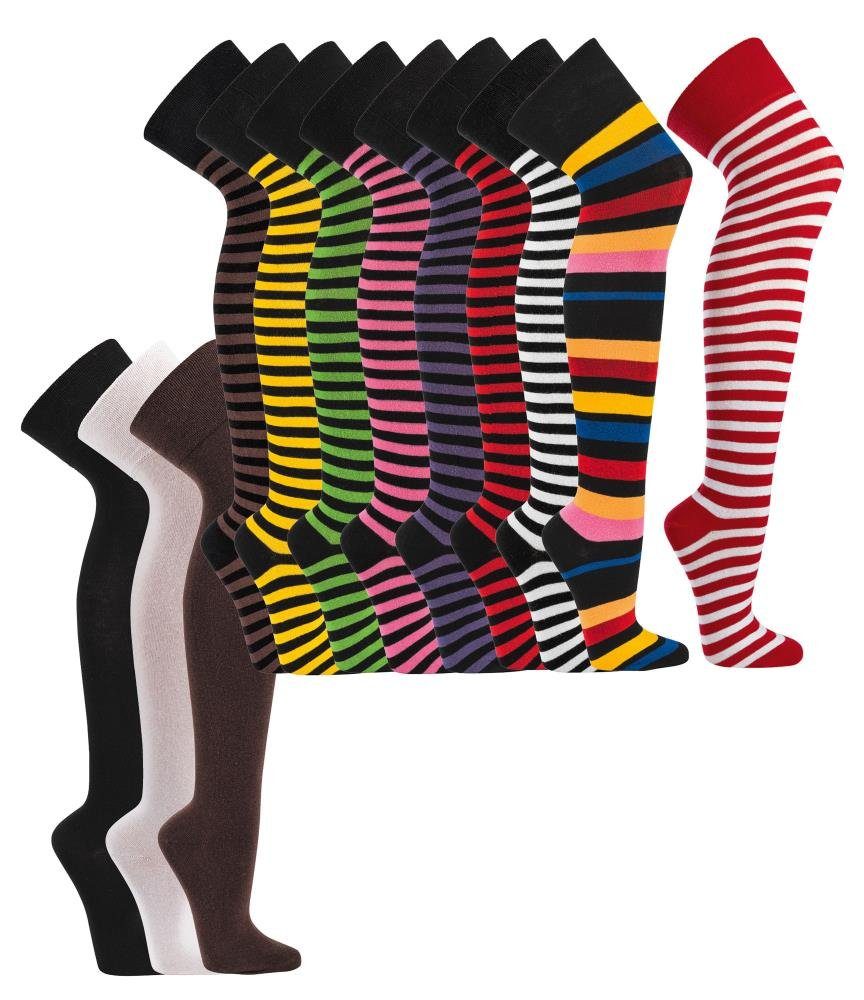 Socks 4 Fun Wowerat Overknees (1 Teenager schwarz in Kawaii oder Damen Overknees Strümpfe Overknee weiß Paar)