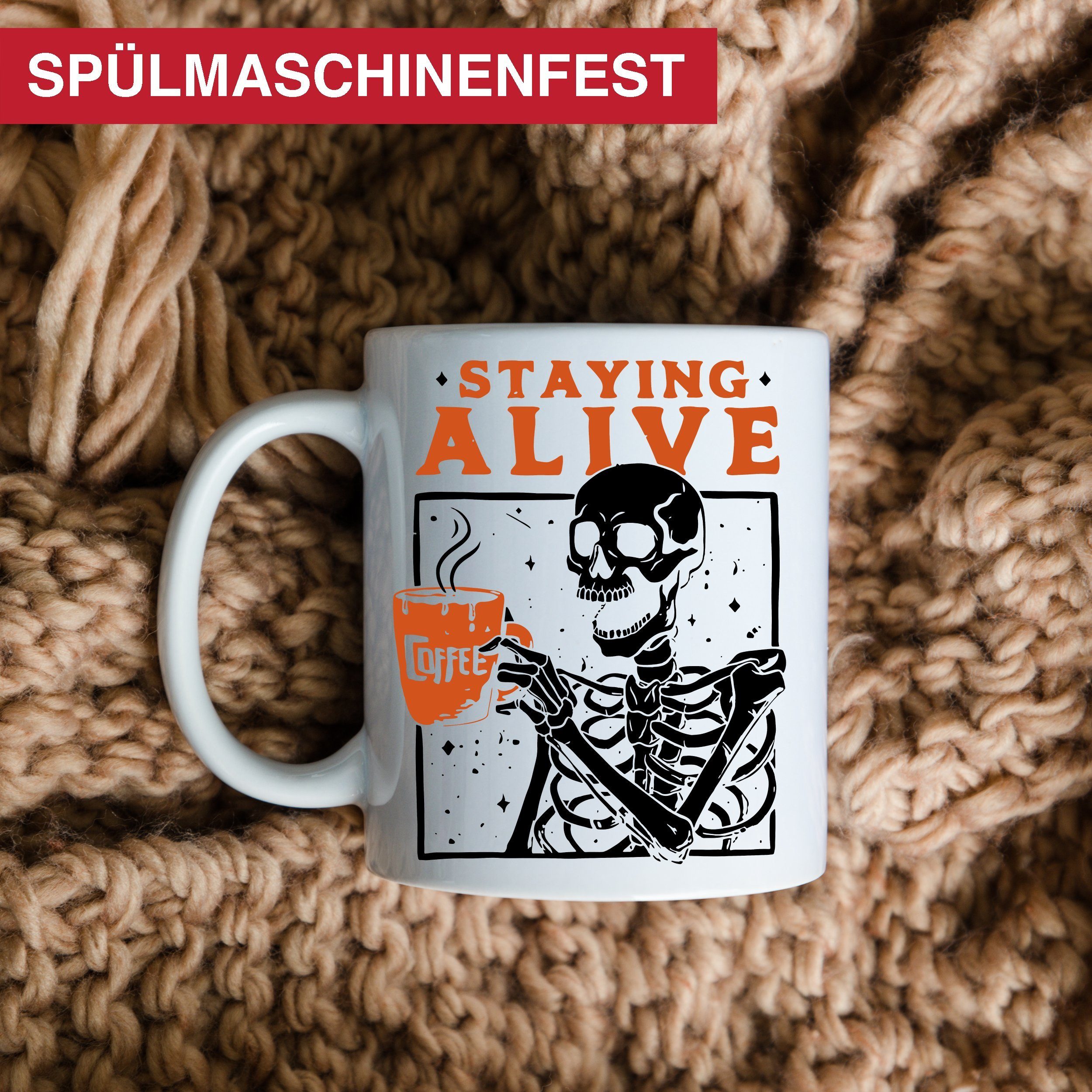 Giftandprint Tasse Totenkopf Halloween Deko Tasse Keramiktasse, Mikrowellengeeignet, Spülmaschinengeeignet