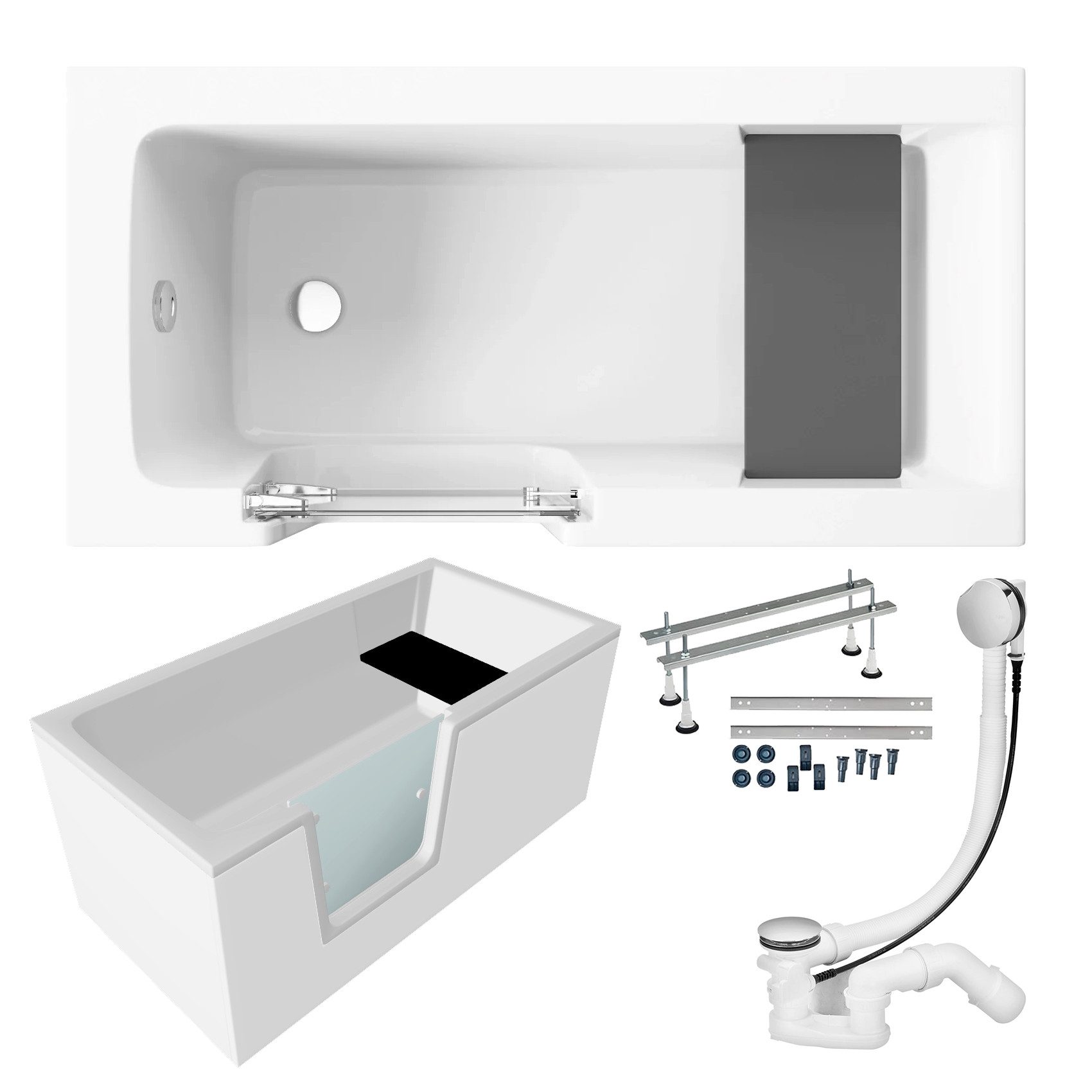 KOLMAN Badewanne Seniorenbadewanne Rechteck VOVO Links 140x70