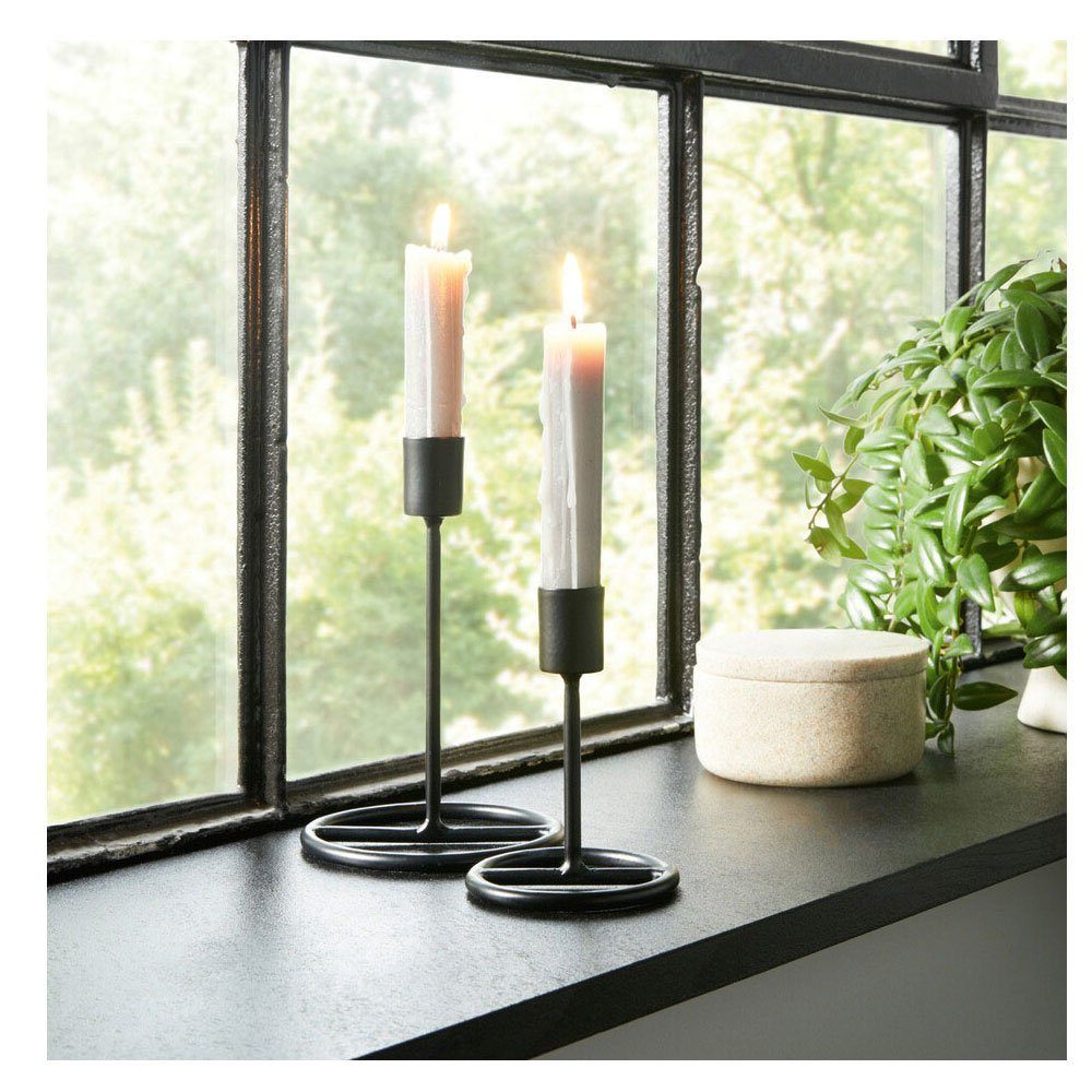 Home-trends24.de Kerzenhalter Kerzenhalter Kerzenständer Kerzen Modern  Schwarz Stabkerzenhalter Deko Dekoration 2er Set