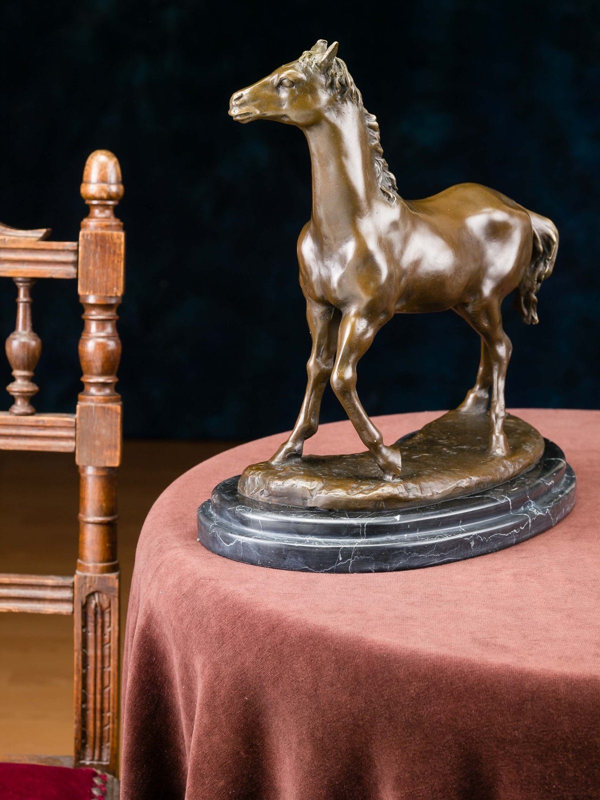 Aubaho Dekoobjekt Bronzeskulptur Pferd 6kg Bronze Statue 32cm Skulptur Figur Antik-Stil