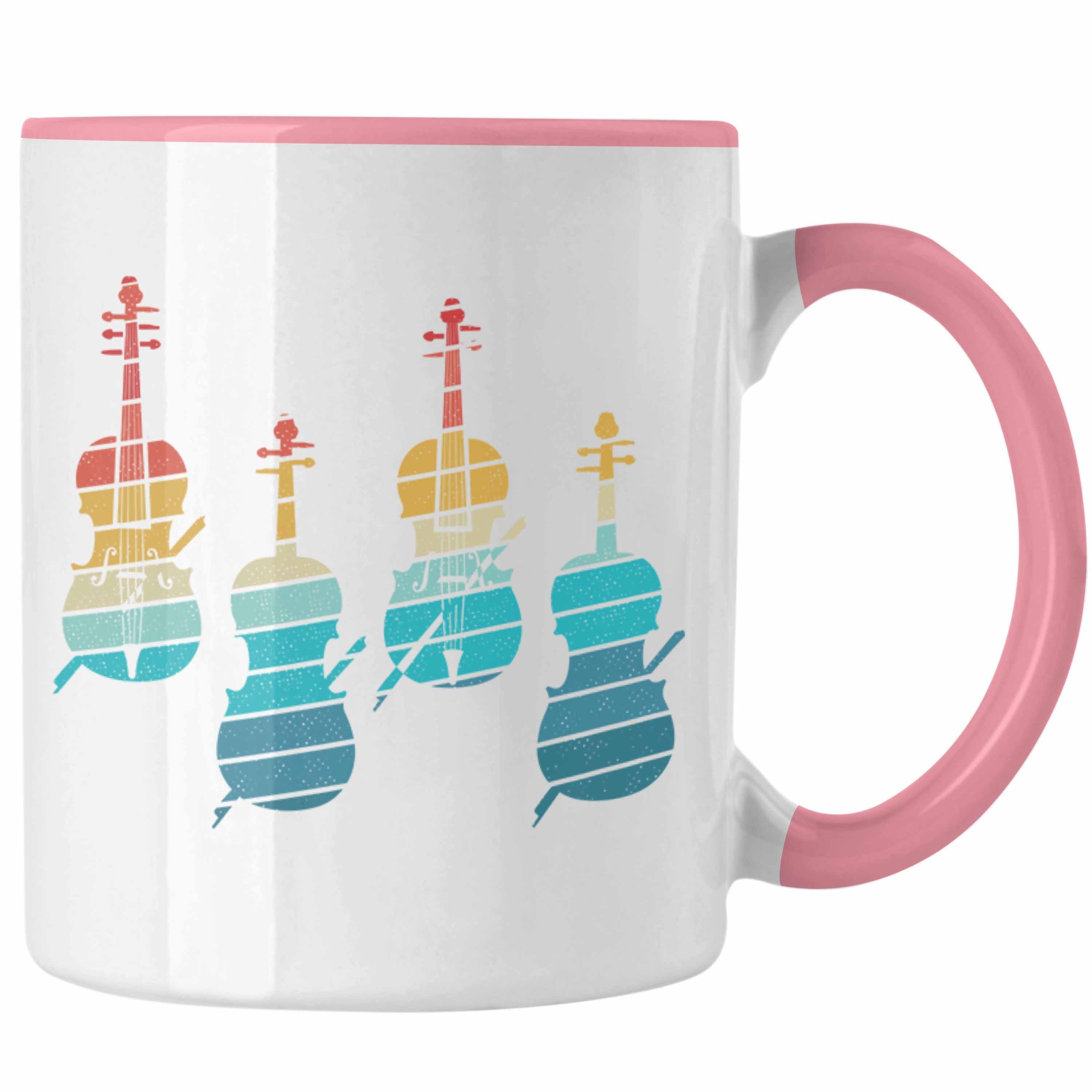 Trendation Tasse Geigenspieler Geschenk Tasse Geigenspielerin Kaffee-Becher Geigen Graf Rosa