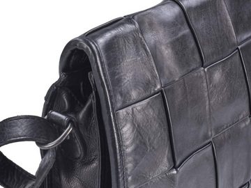 Bear Design Umhängetasche "Freek" Cow Lavato Leder, Handtasche, Schultertasche 29x21cm, Leder in schwarz, Flechtoptik