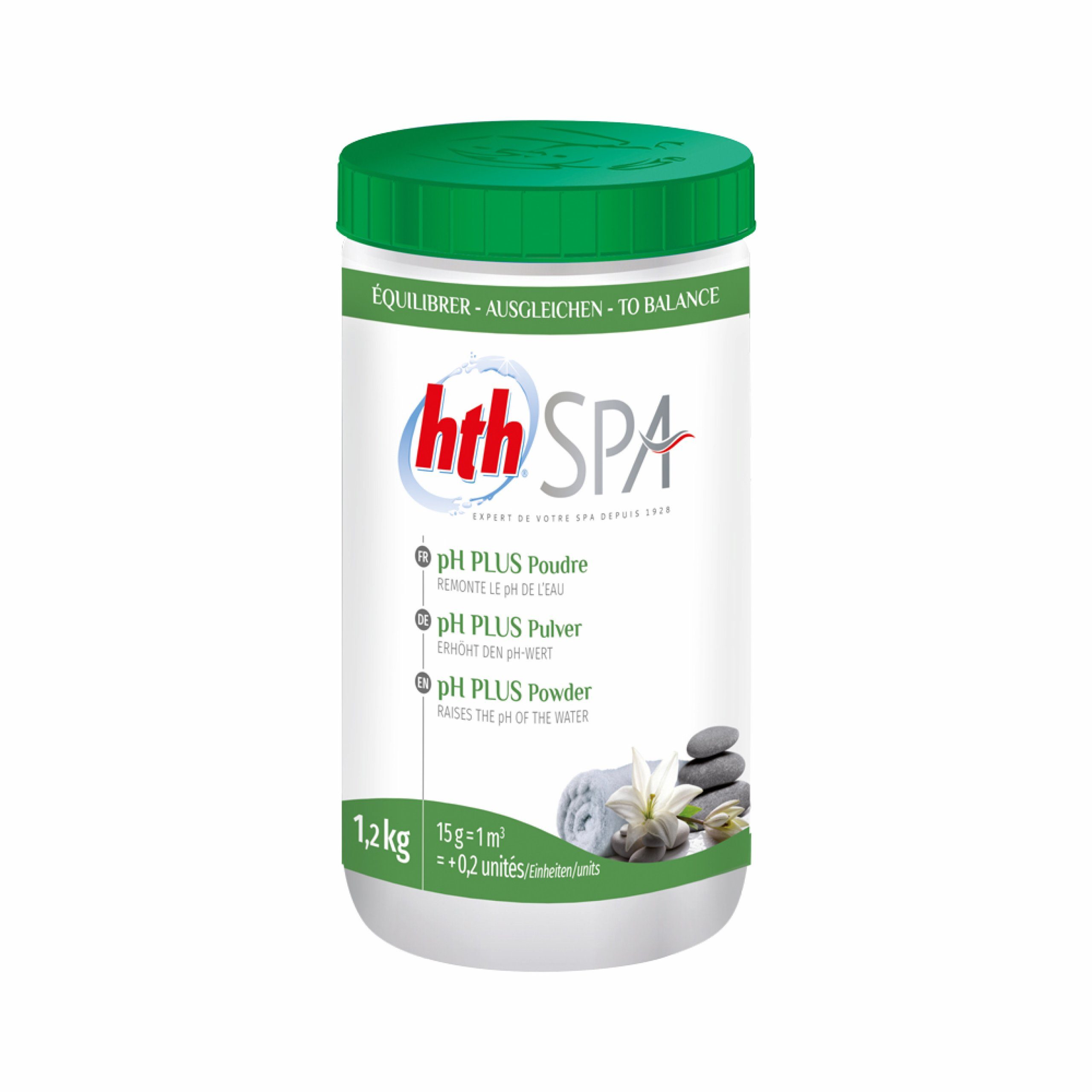 HTH Poolpflege hth Spa pH-Plus Pulver 1,2 Kg pH-Wert Hebung für Whirlpools und Spas