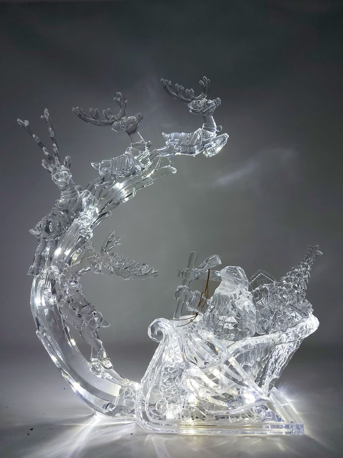 formano Dekofigur Winterzeit, Farbe: Transparent, Motiv: Weihnachtsmann mit Schlitten