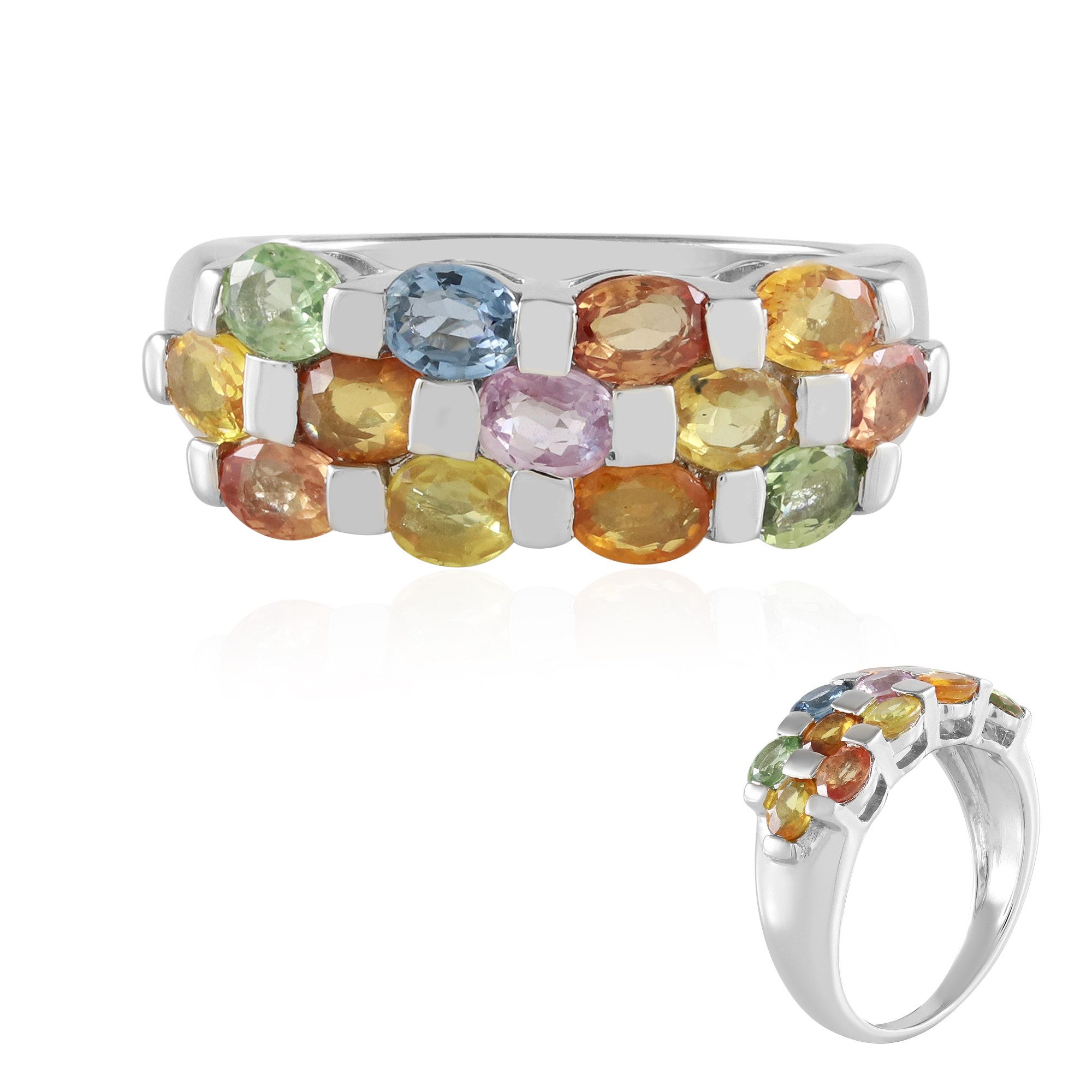 Cavill Silberring Multicolor Saphir Sterling Silber Ring (1-tlg)