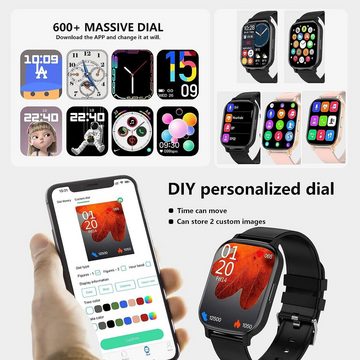 SANZEN Smartwatch (1,83 Zoll, Android iOS), Damen herren mit telefonfunktion sportuhr schrittzähler pulsmesser