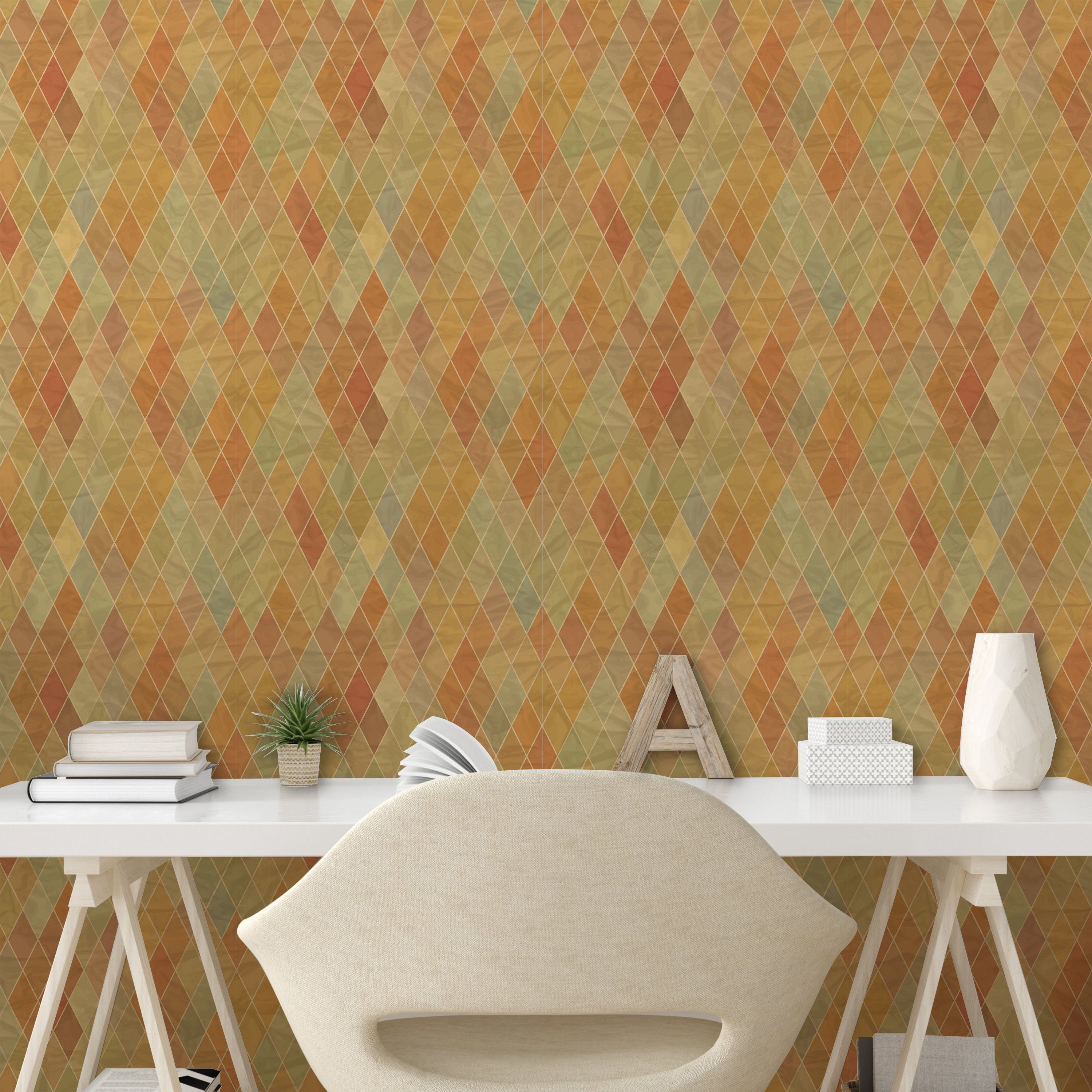 Tile Wohnzimmer selbstklebendes Rhombus Abakuhaus Küchenakzent, Retro Vinyltapete Geometrische