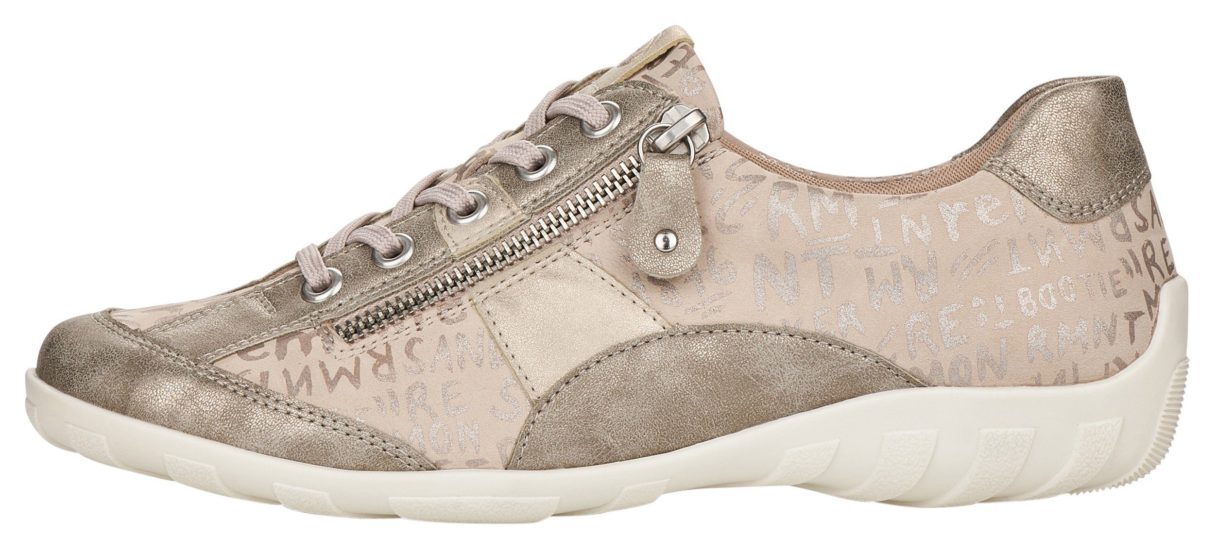 Remonte Schnürschuh Metallic-Schimmer mit feinem beige