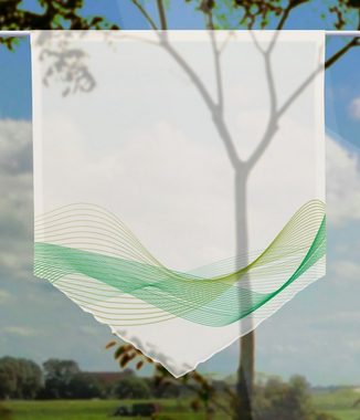 Scheibengardine Stream Horizon green vario, SPITZ, Gardine-spitz, transparent, gardinen-for-life