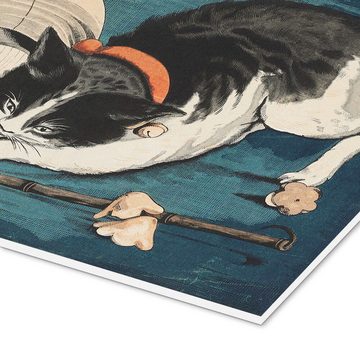 Posterlounge Forex-Bild Kobayashi Kiyochika, Katze und Lampion, Malerei