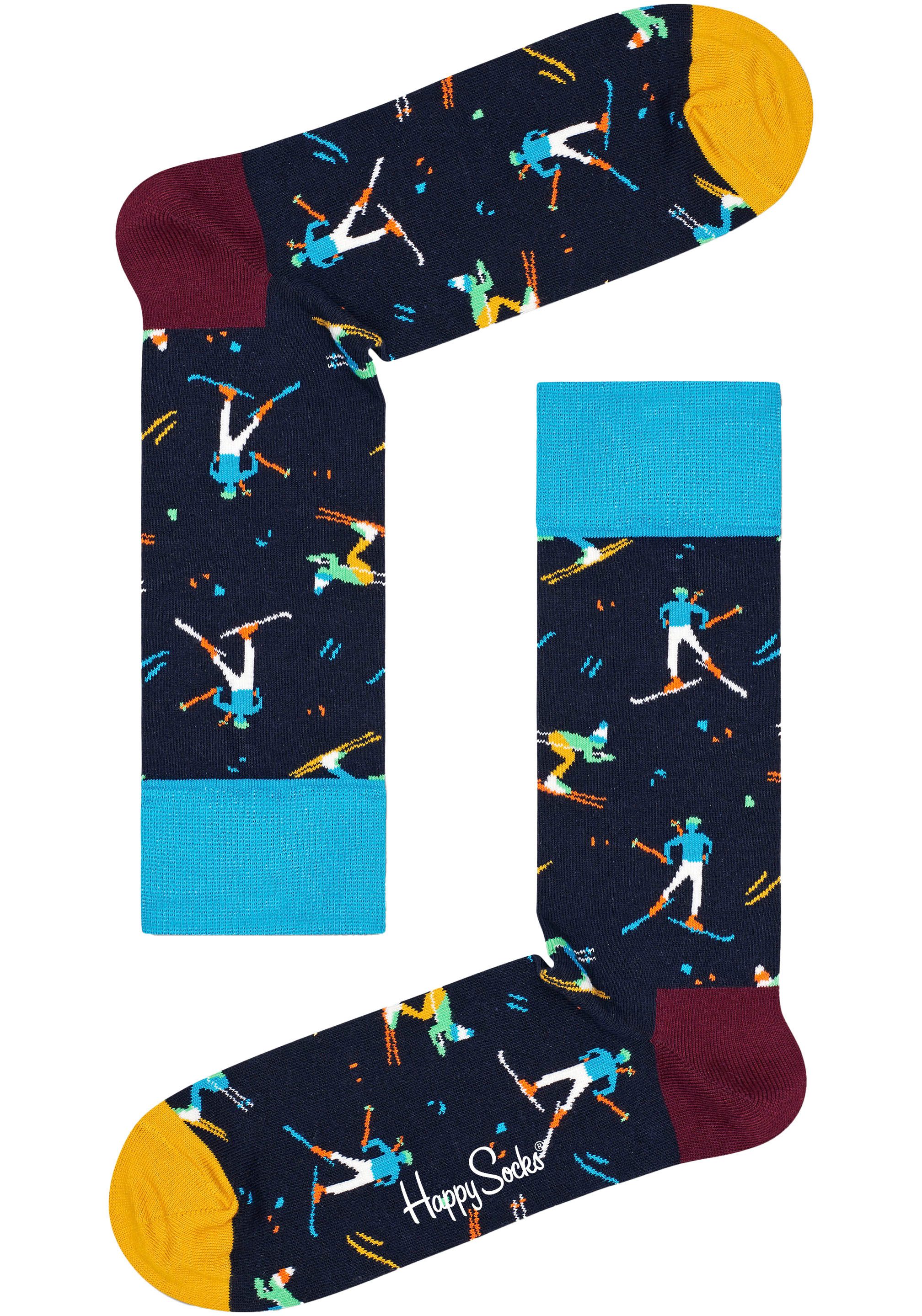 Happy Socks Langsocken (2er Pack) mit Snowboardmotiven