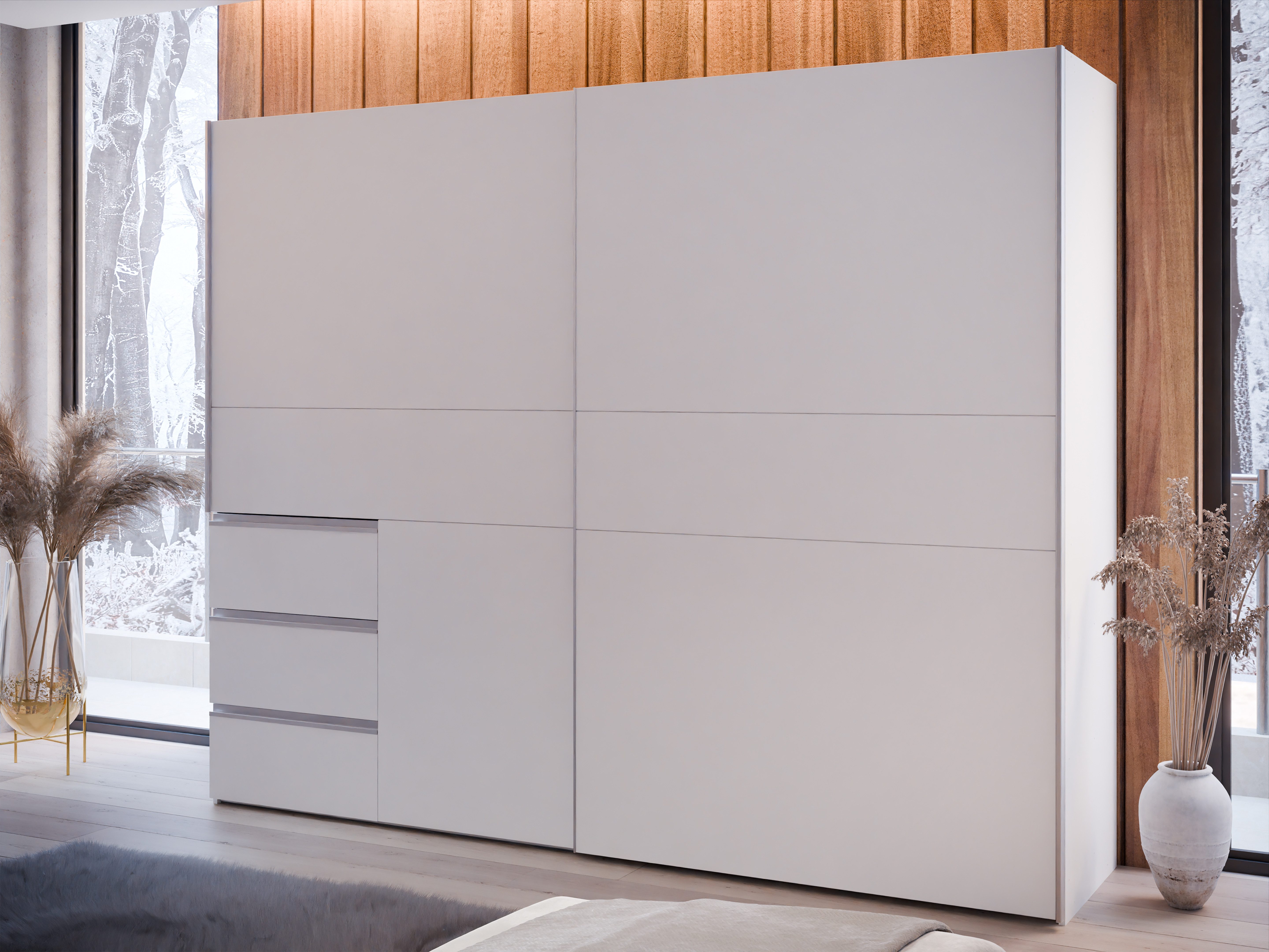 FORTE Schwebetürenschrank Schwebetürenschrank, Stauraum, Schubkästen, erhältlich in 2 Dekoren