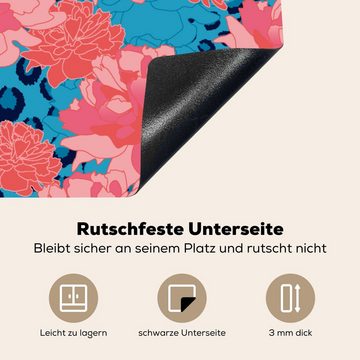 MuchoWow Herdblende-/Abdeckplatte Muster - Dschungel - Blume - Leopardenmuster, Vinyl, (1 tlg), 59x51 cm, Induktionsschutz, Induktionskochfeld, Ceranfeldabdeckung